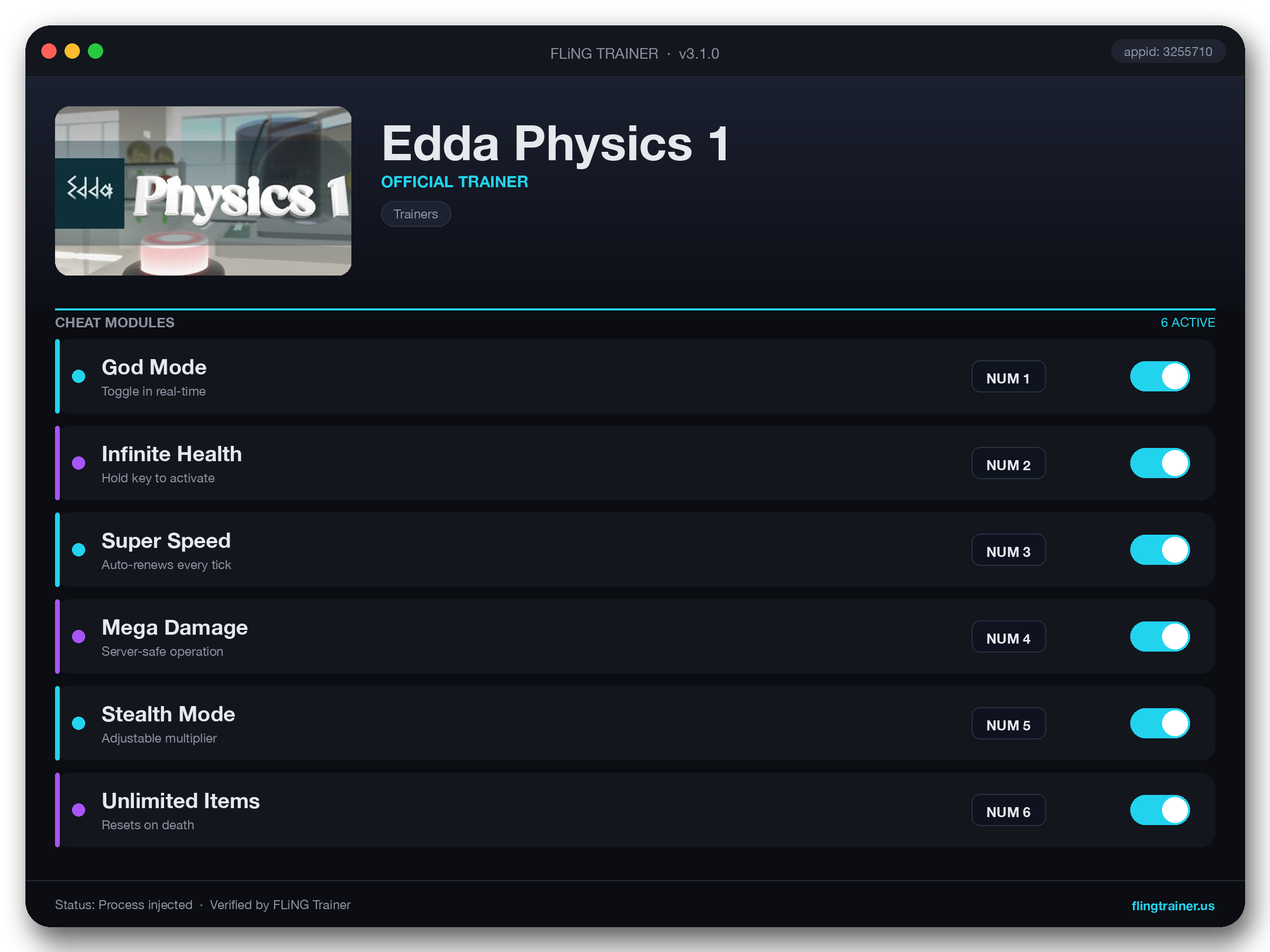 Edda Physics 1 Trainer interface