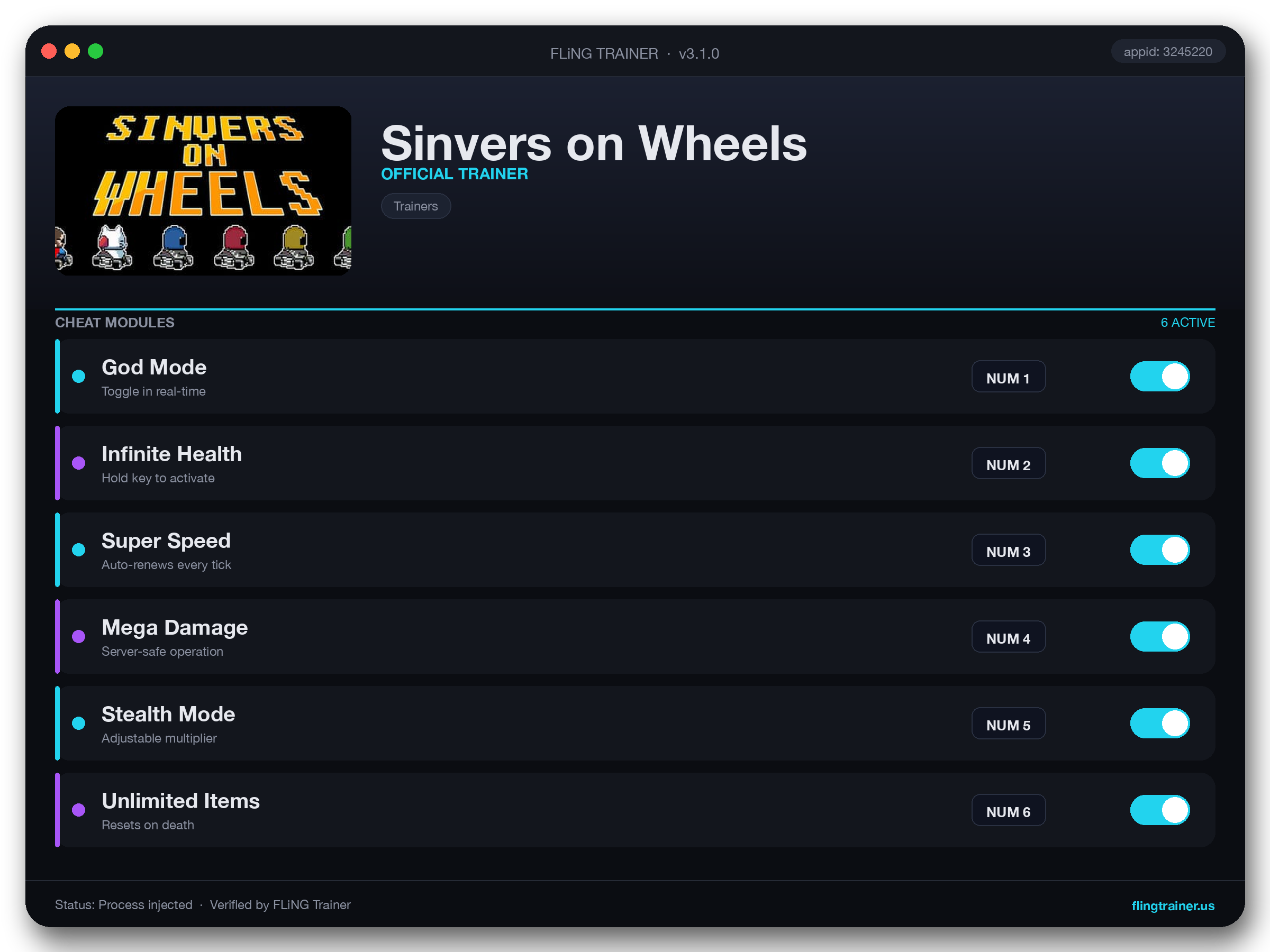 Sinvers on Wheels Trainer interface