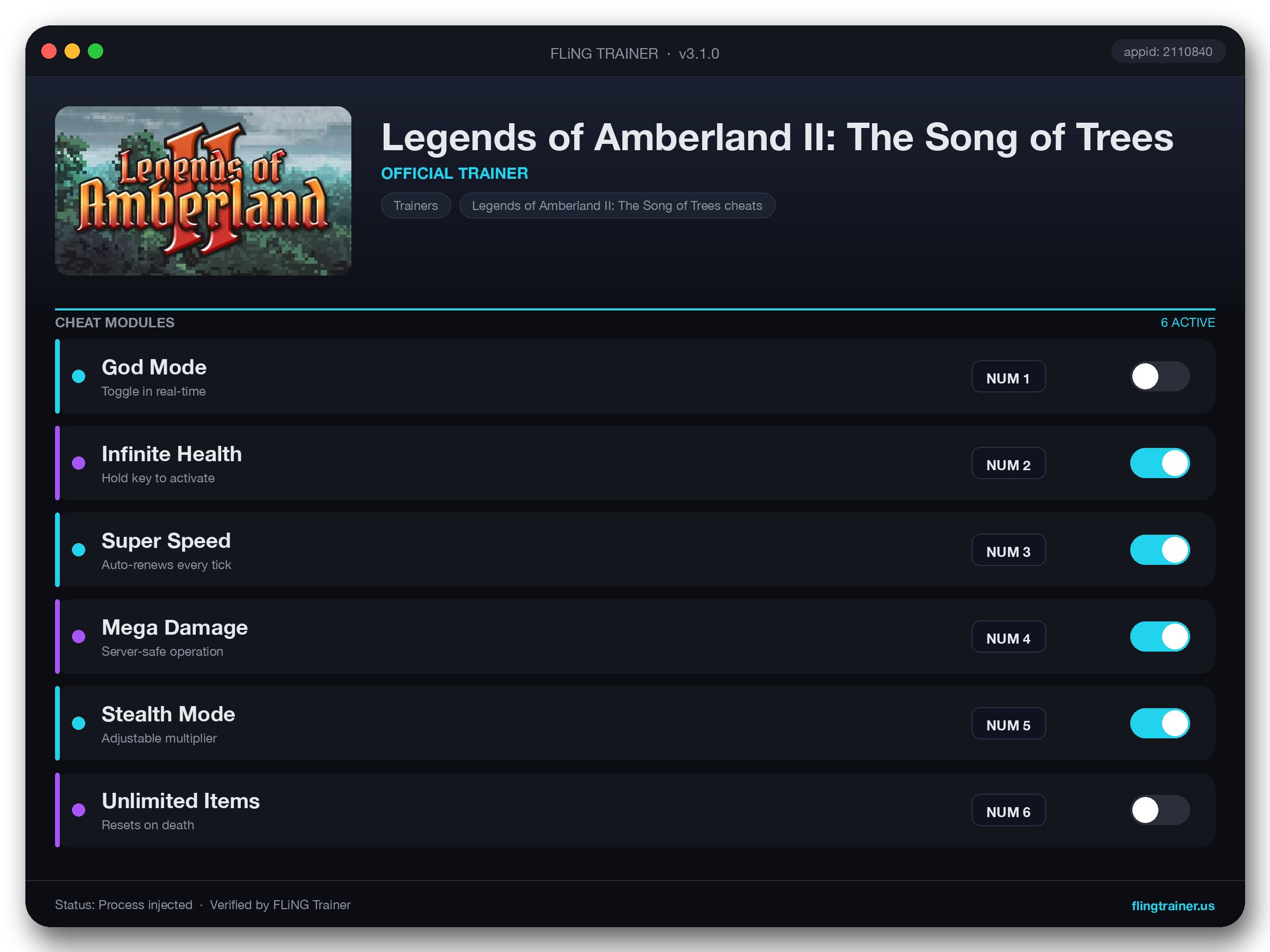 Legends of Amberland II: The Song of Trees Trainer interface