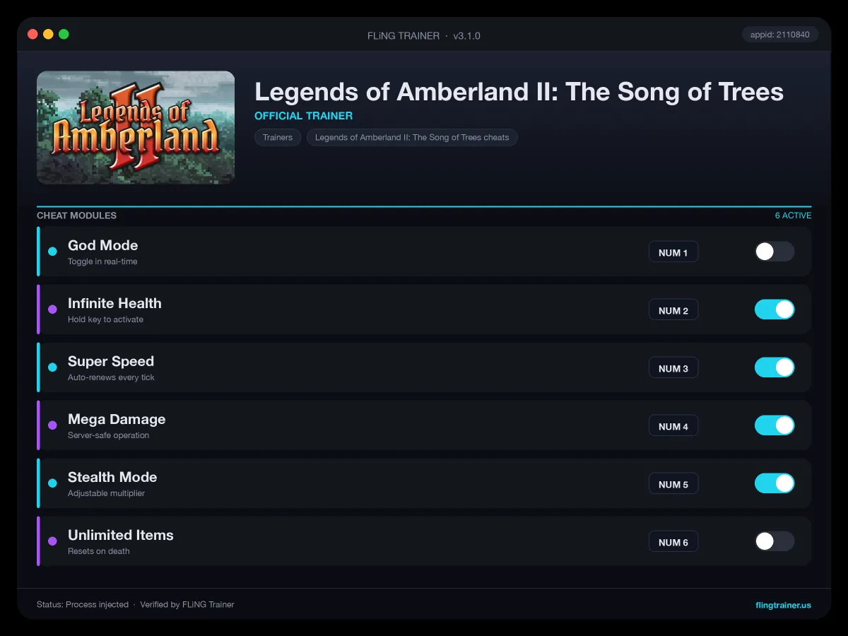 Legends of Amberland II: The Song of Trees Trainer interface
