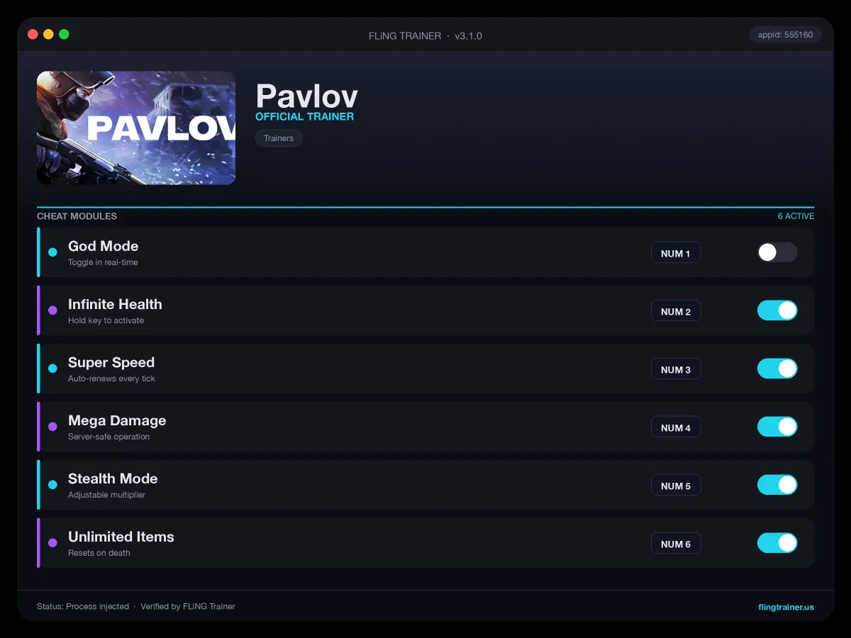 Pavlov Trainer interface