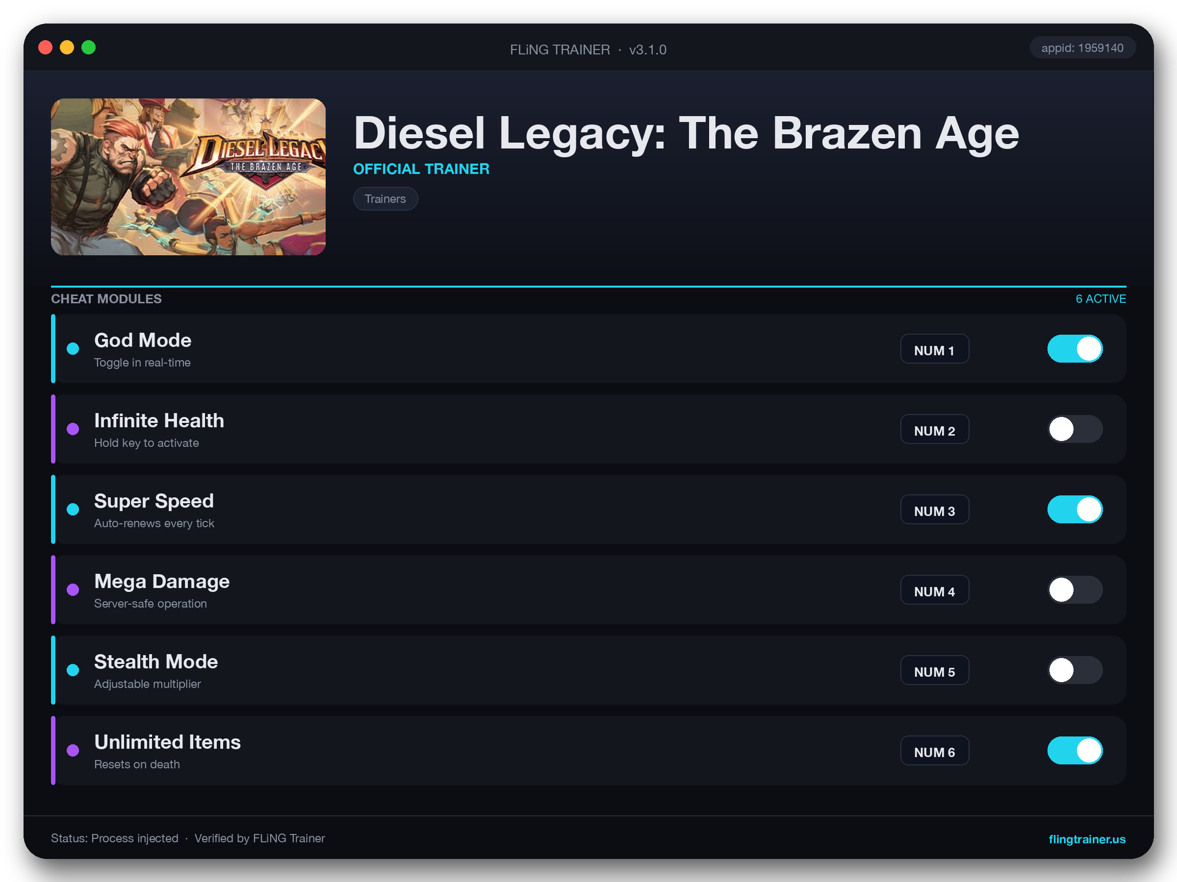 Diesel Legacy: The Brazen Age Trainer interface