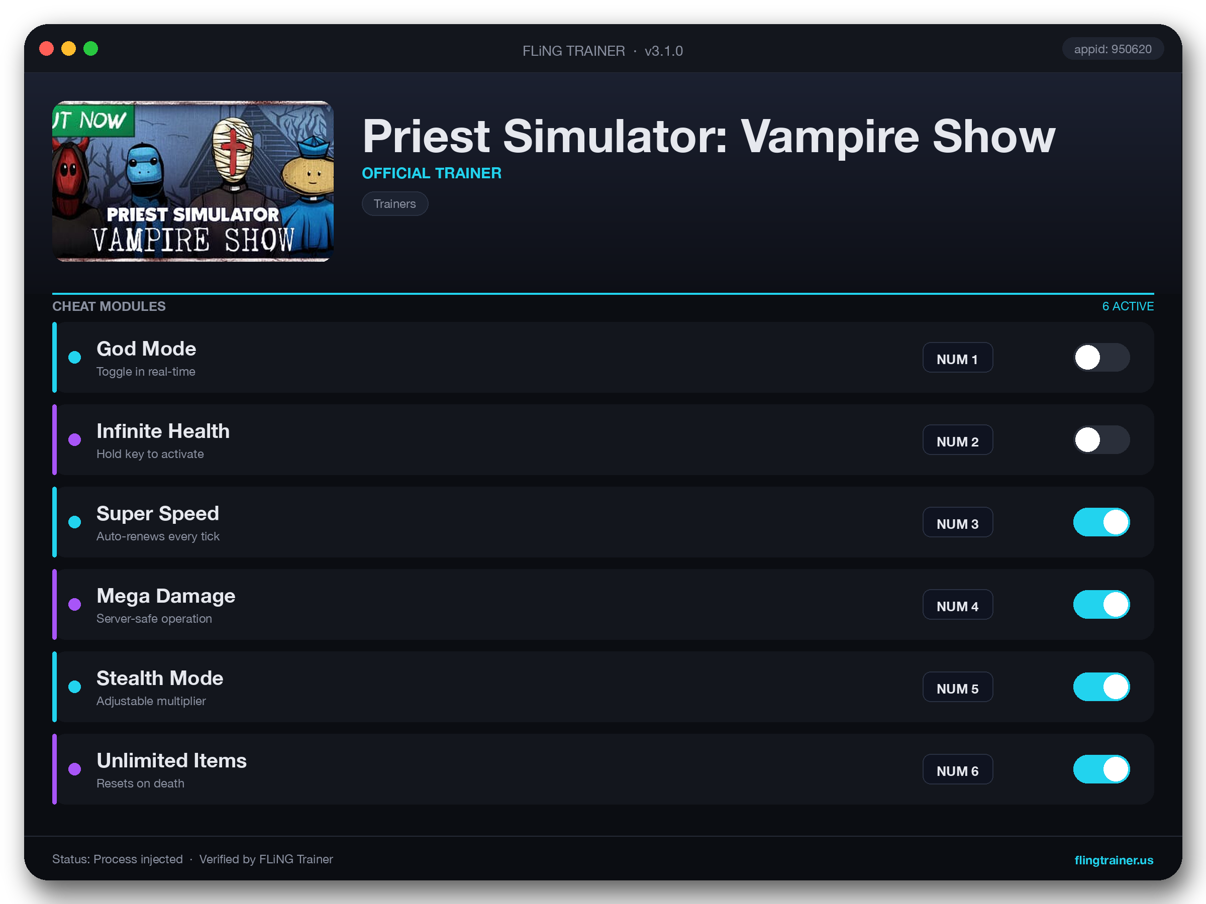 Priest Simulator: Vampire Show Trainer interface