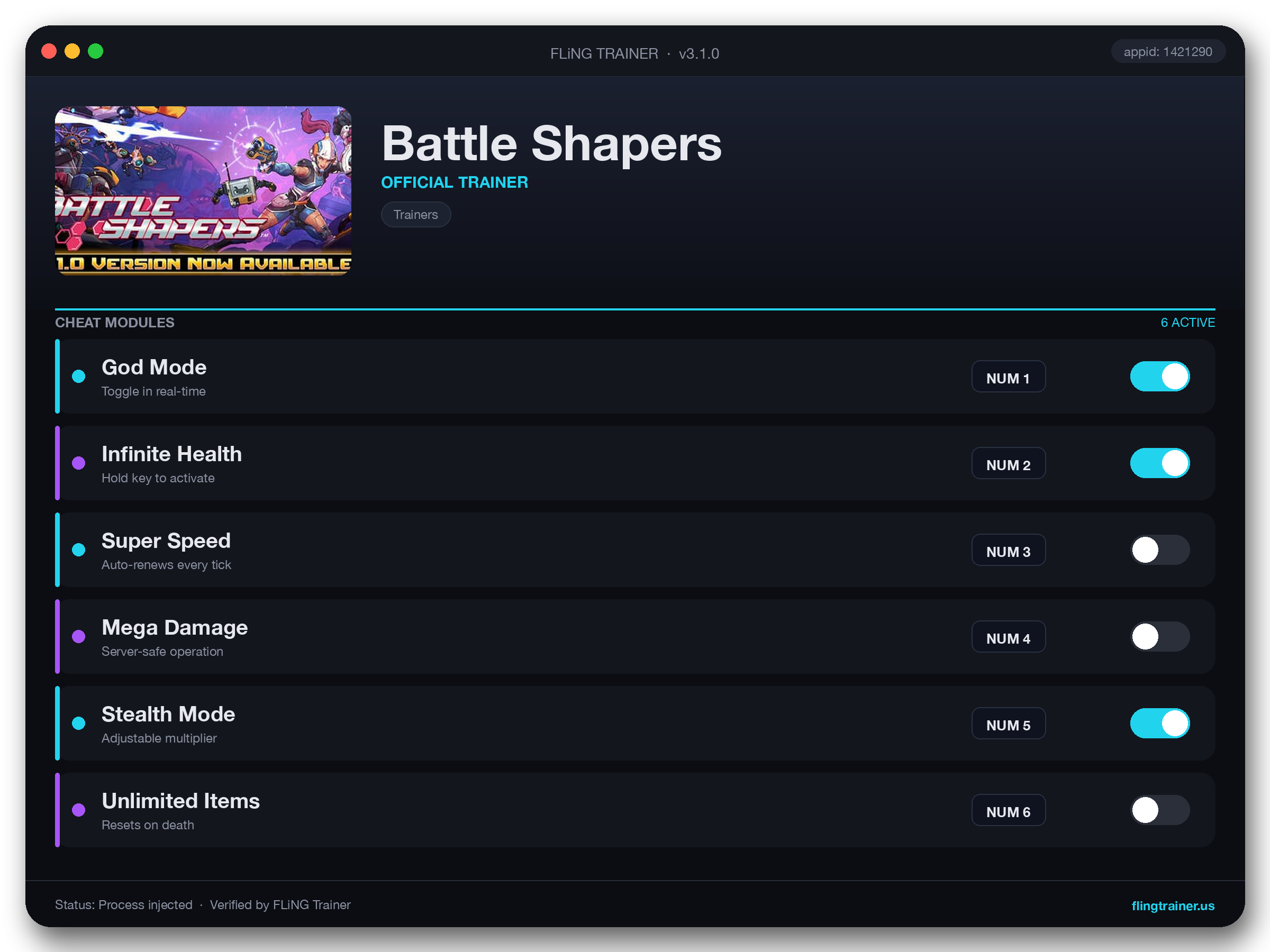 Battle Shapers Trainer interface