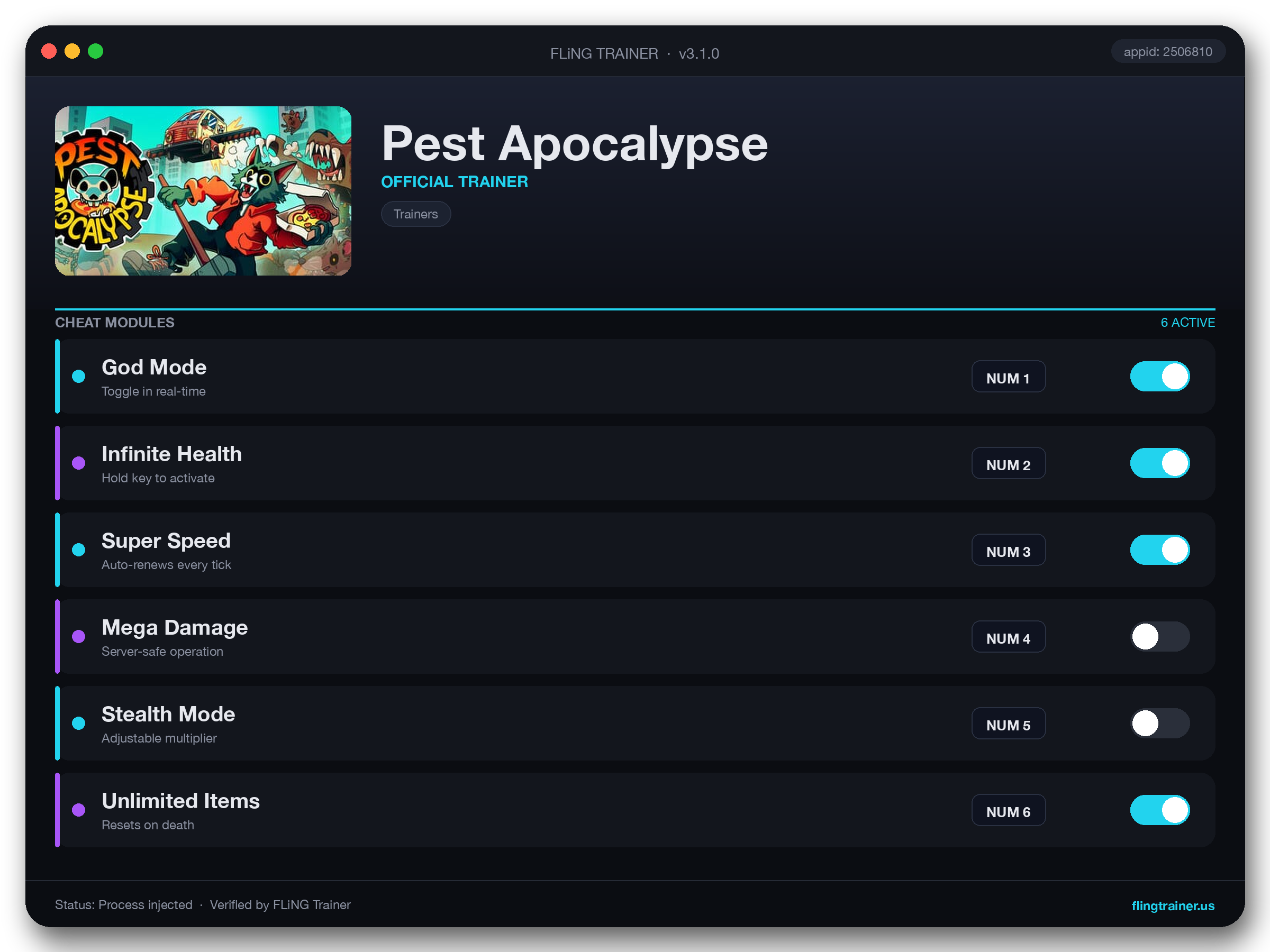 Pest Apocalypse Trainer interface
