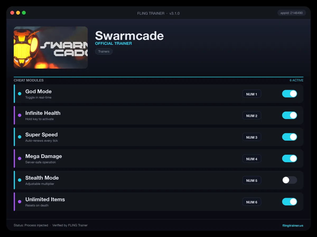 Swarmcade Trainer interface