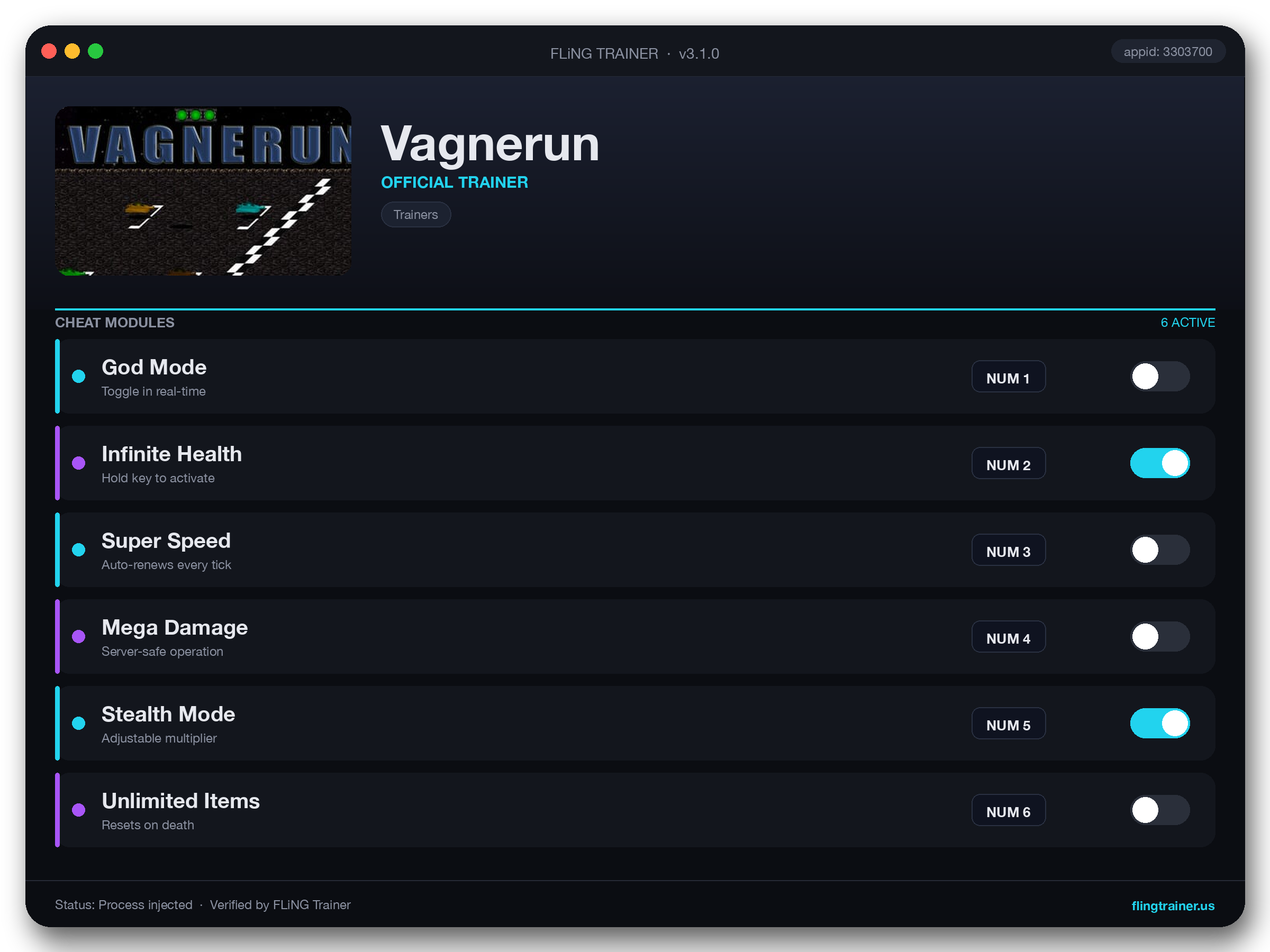 Vagnerun Trainer interface