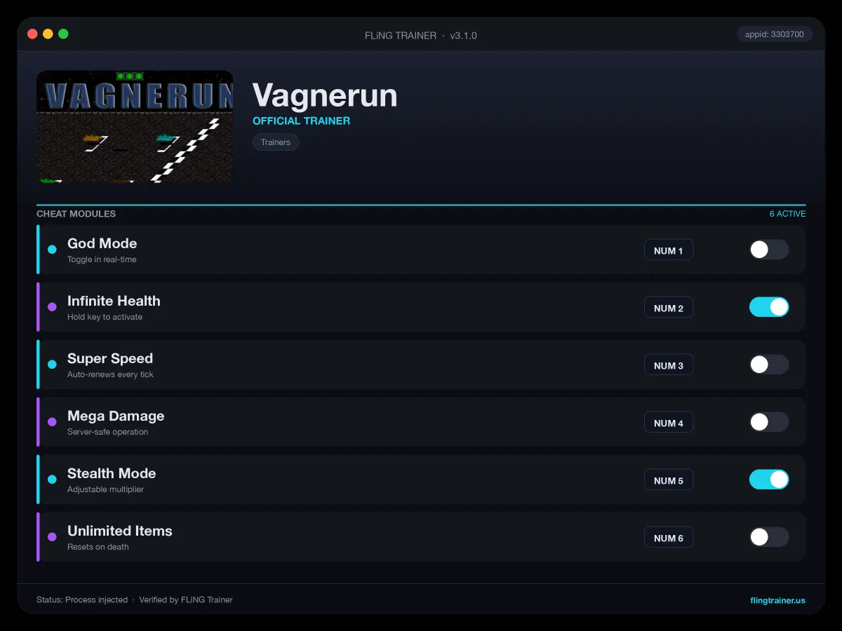 Vagnerun Trainer interface