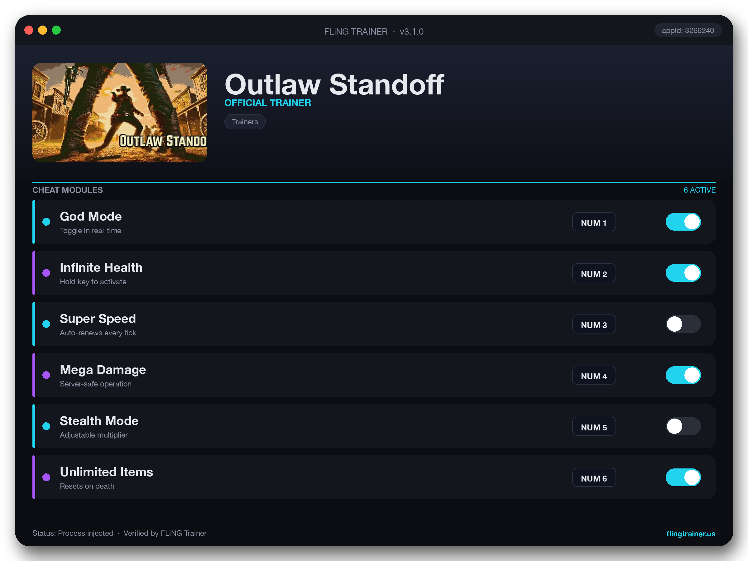 Outlaw Standoff Trainer interface