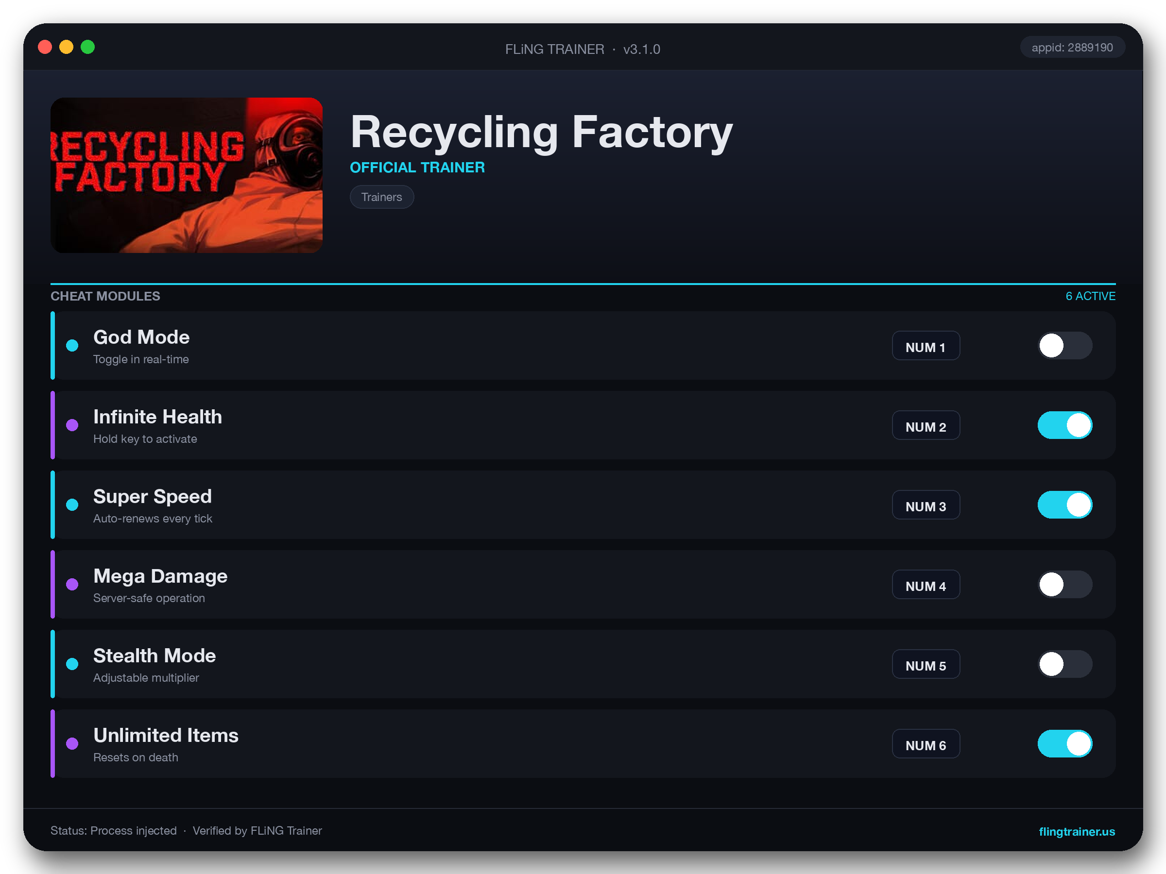 Recycling Factory Trainer interface