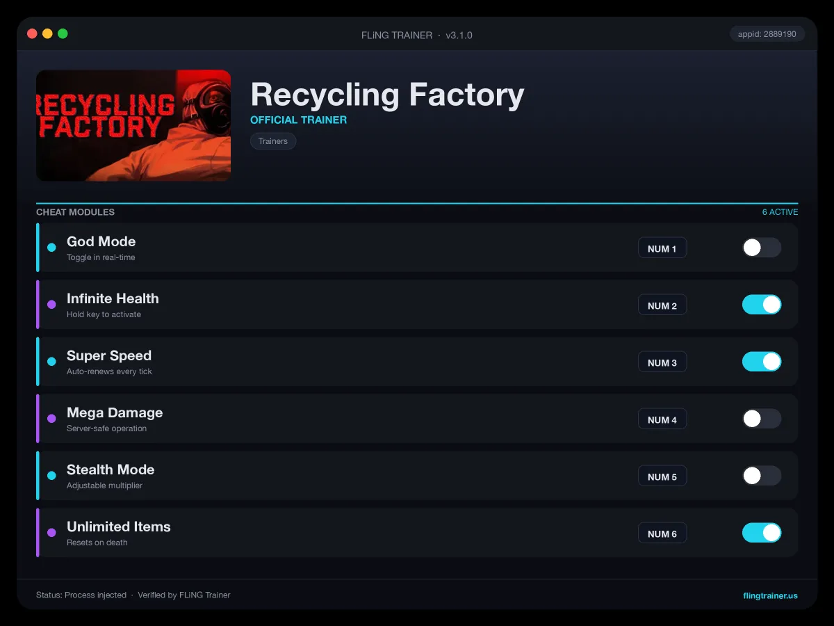 Recycling Factory Trainer interface