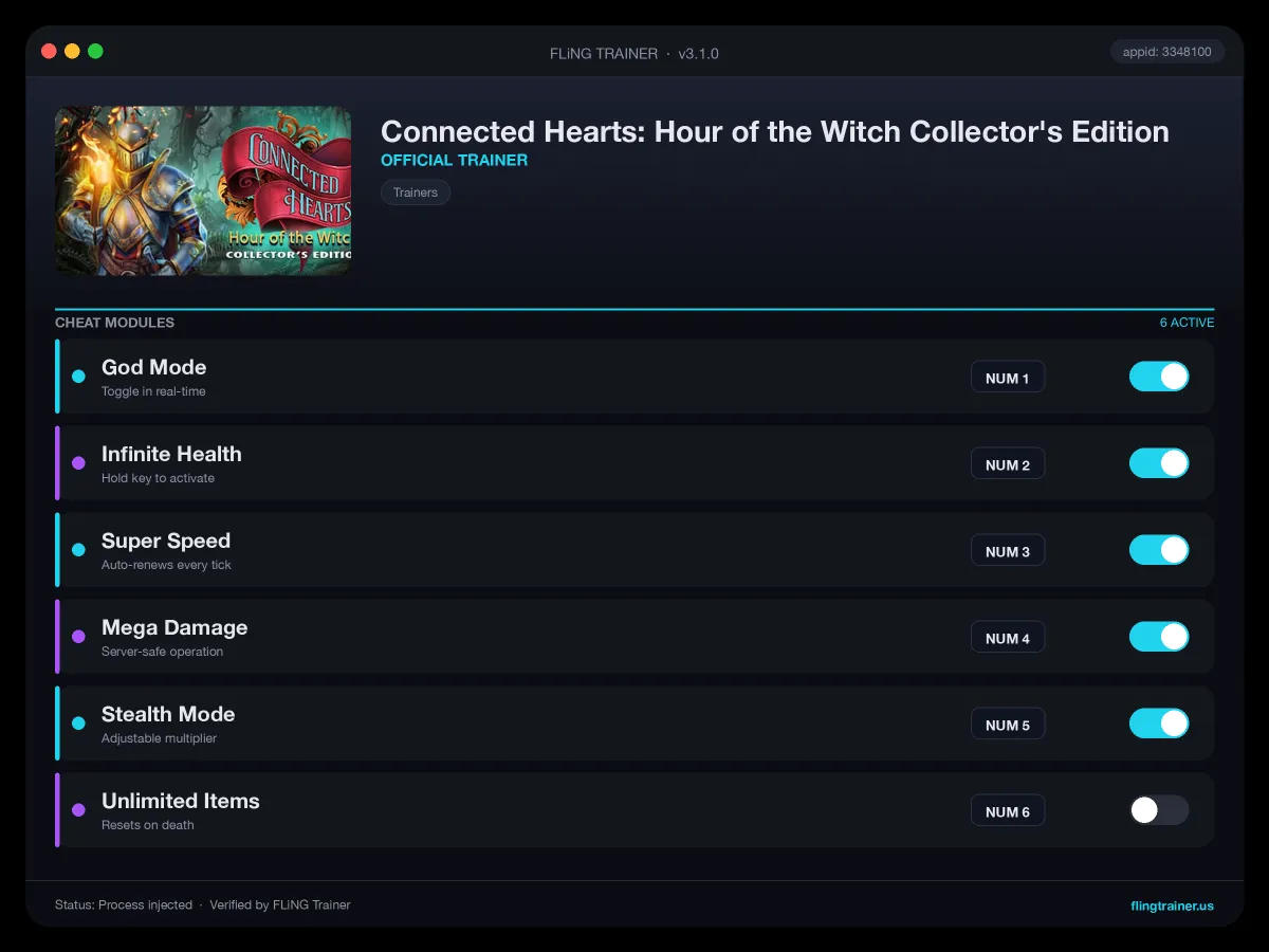 Connected Hearts: Hour of the Witch Collector's Edition Trainer interface