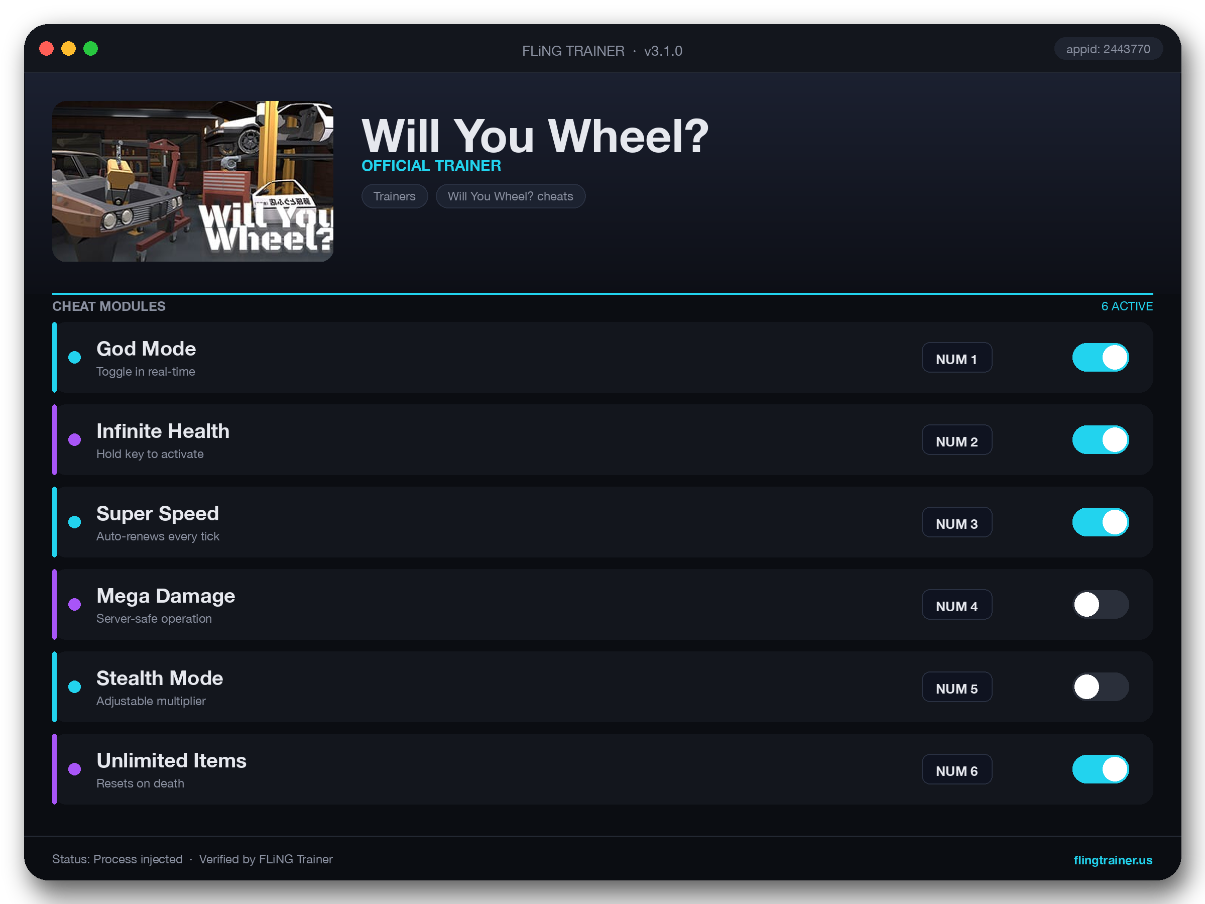 Will You Wheel? Trainer interface