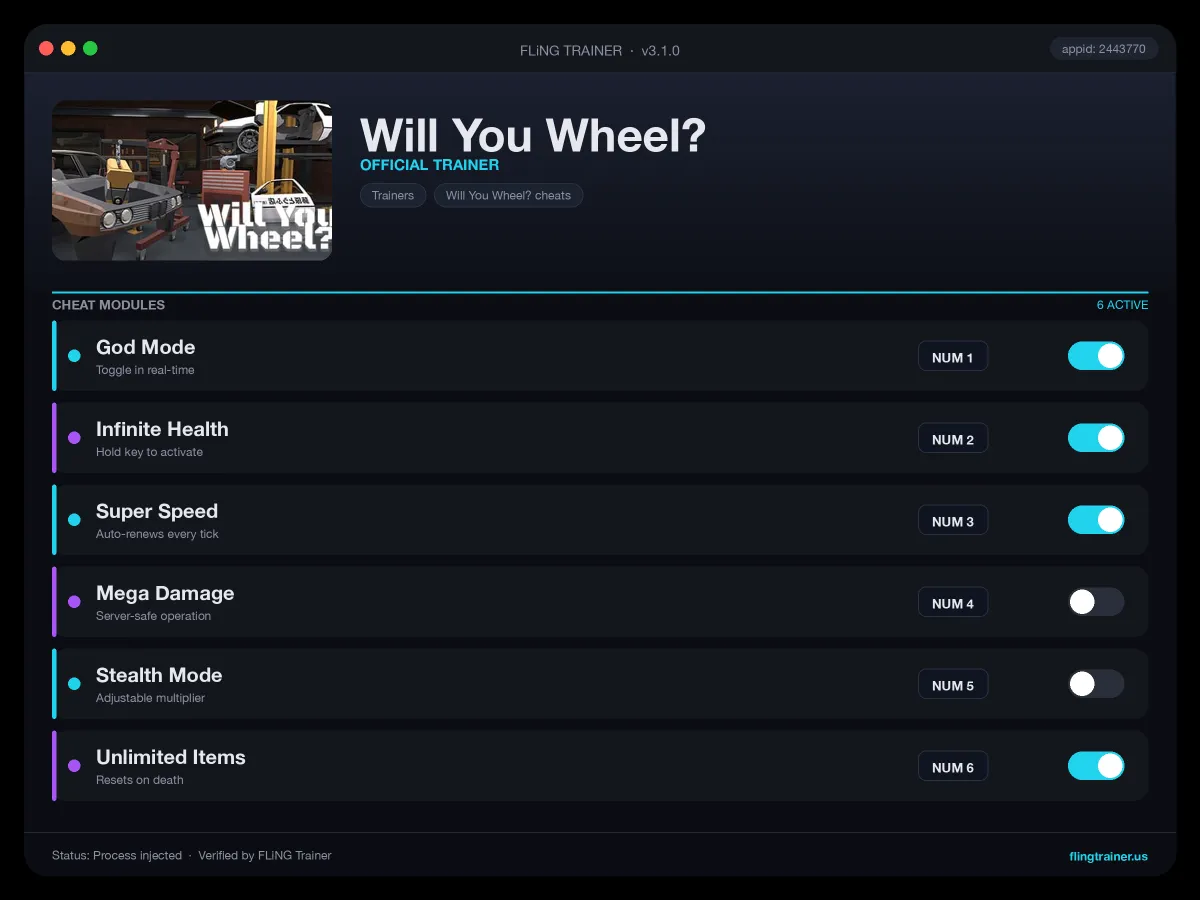 Will You Wheel? Trainer interface
