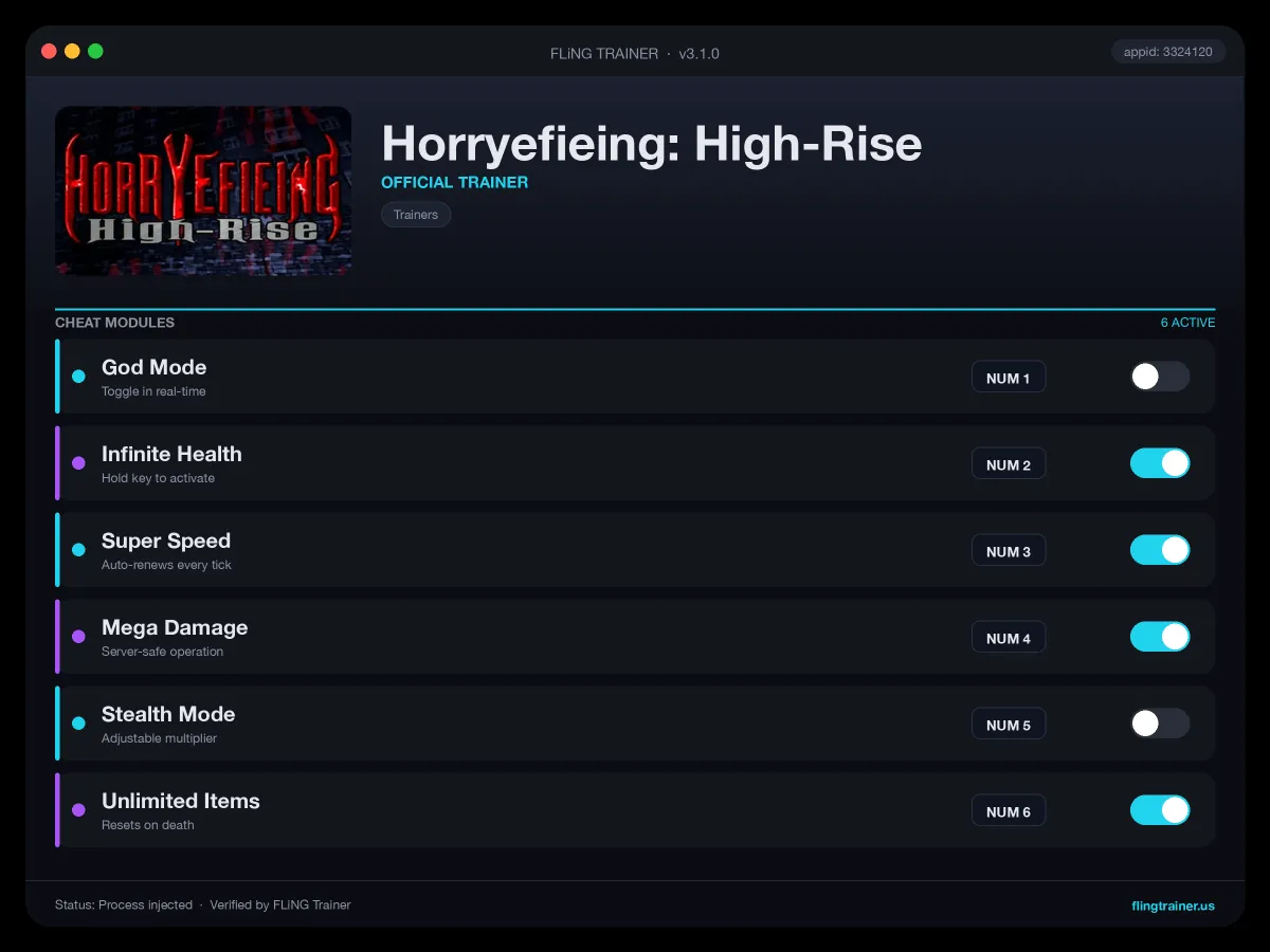 Horryefieing: High-Rise Trainer interface