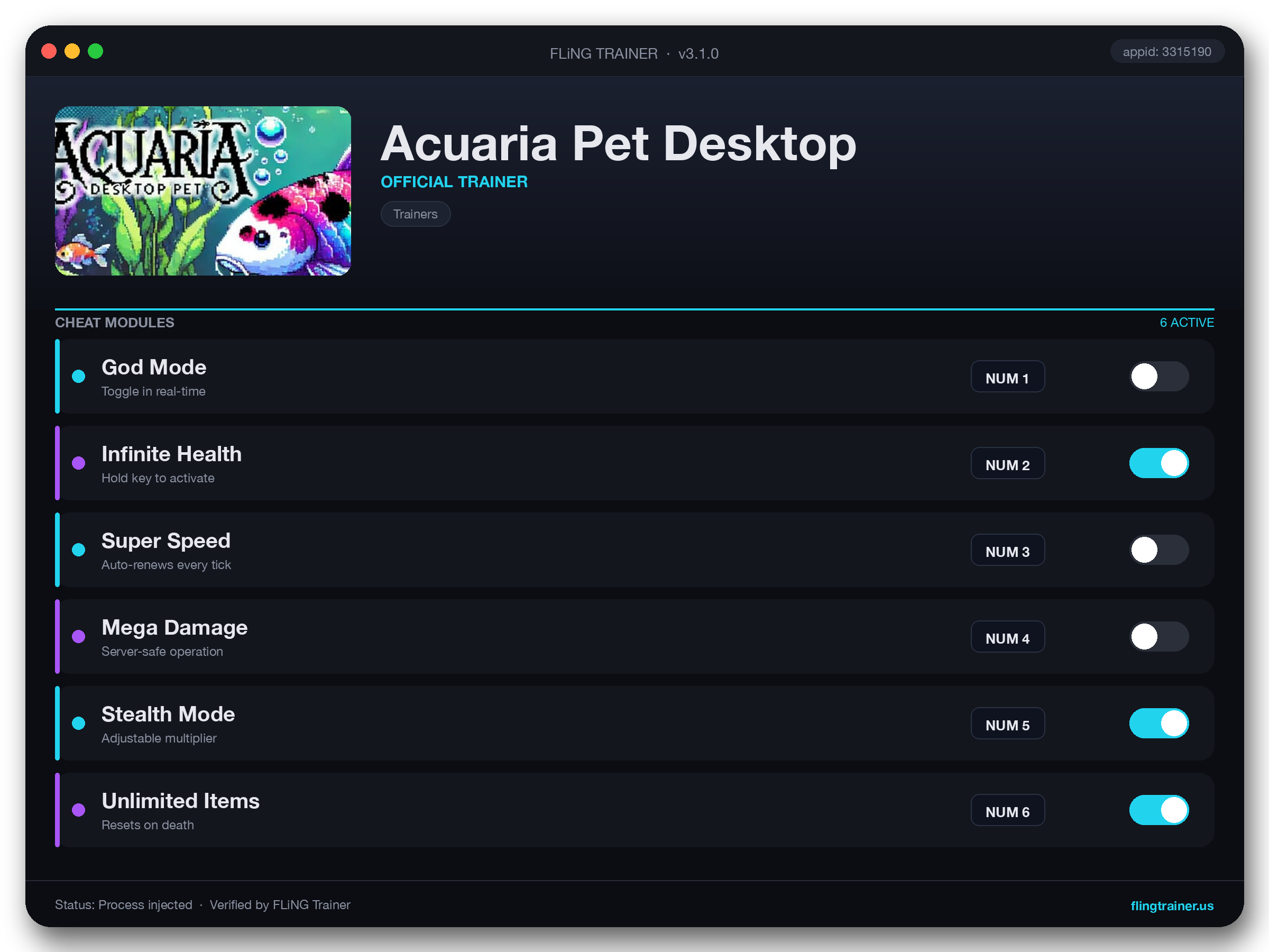 Acuaria Pet Desktop Trainer interface