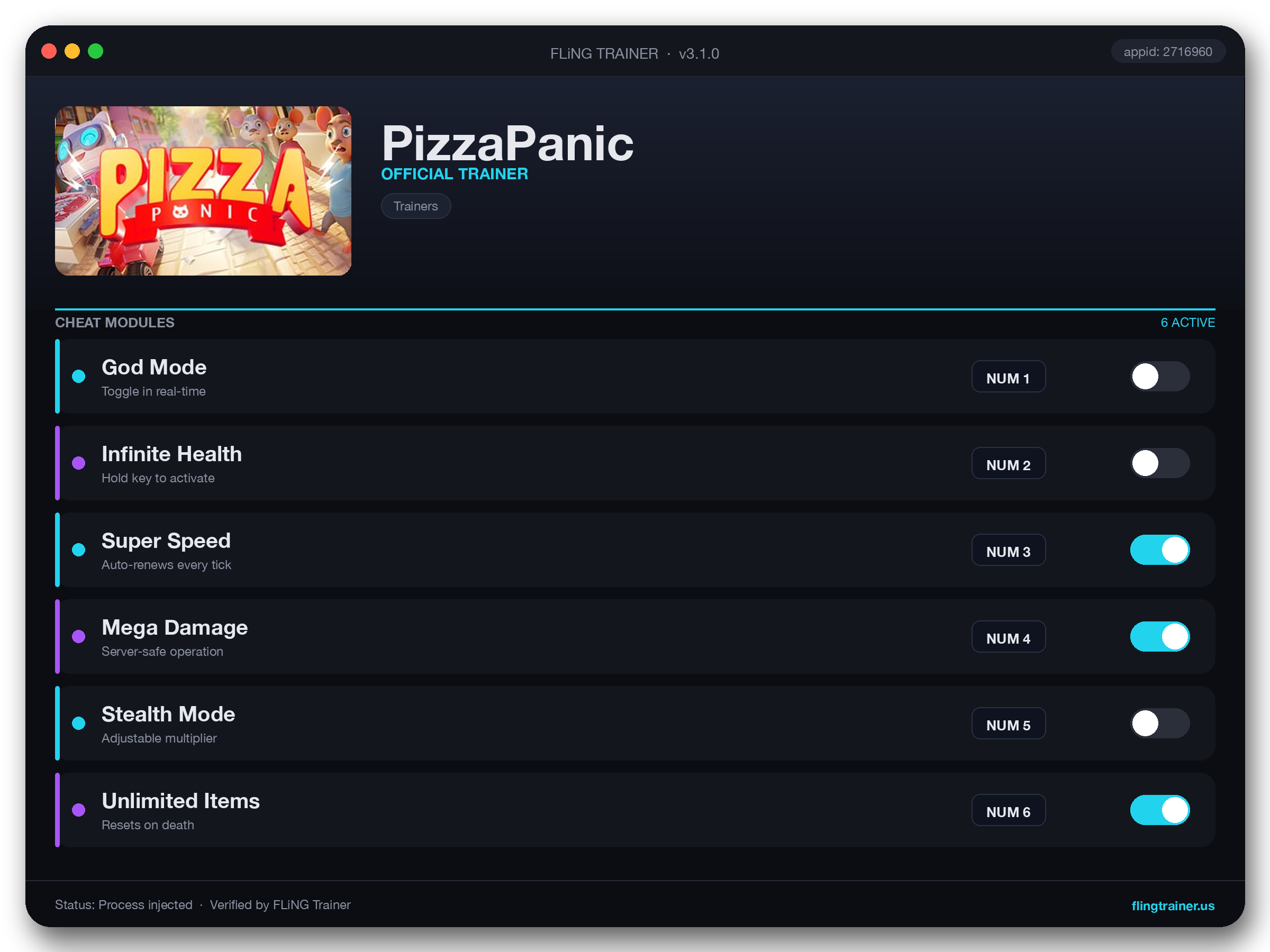 PizzaPanic Trainer interface