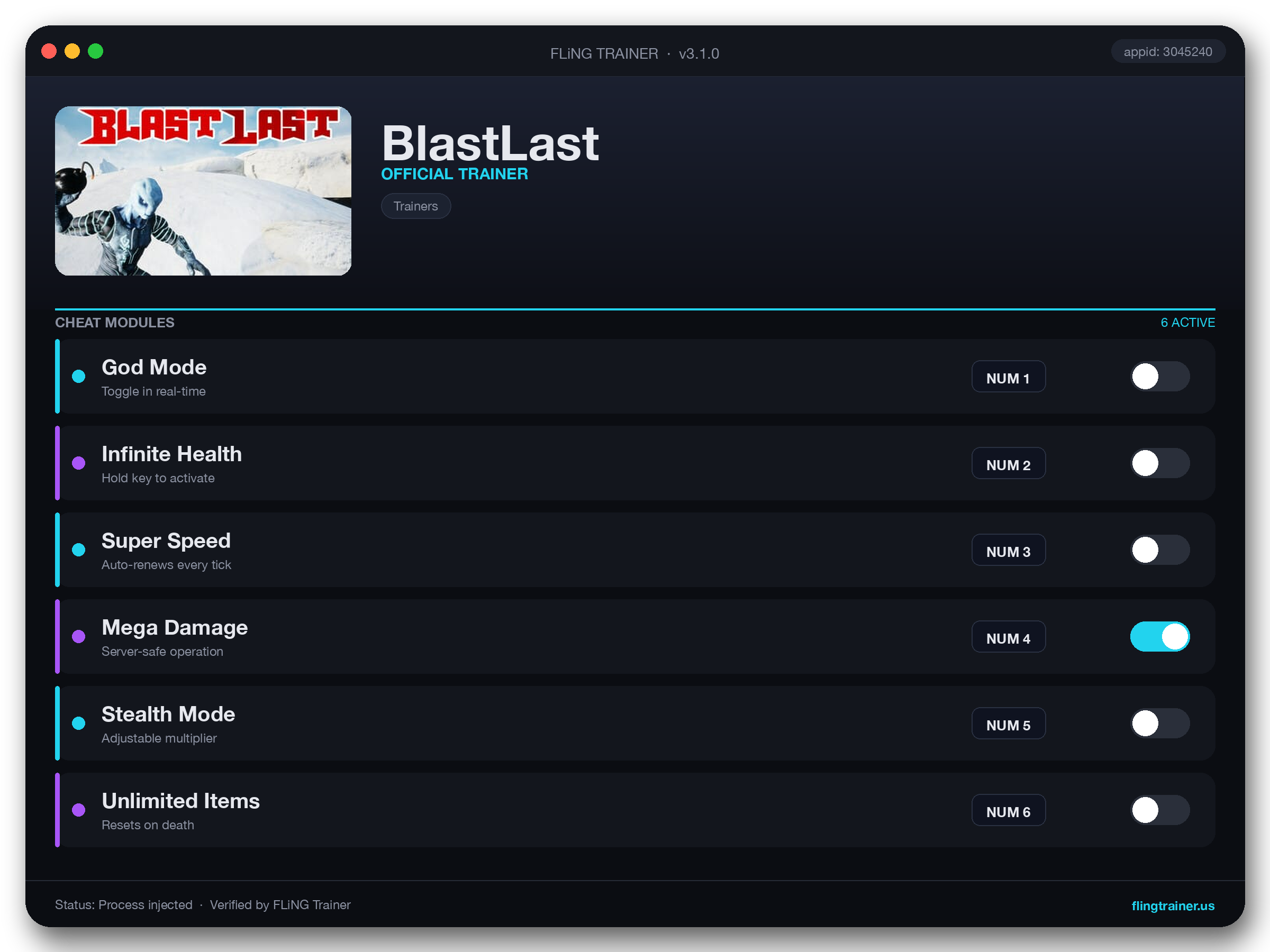 BlastLast Trainer interface