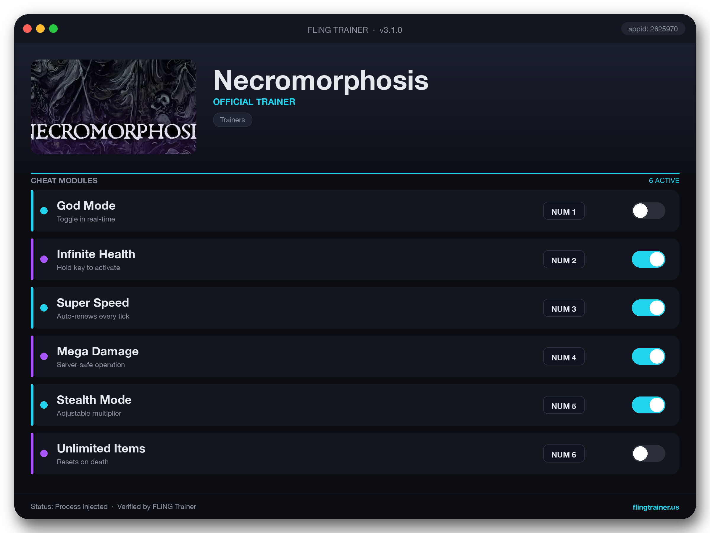 Necromorphosis Trainer interface