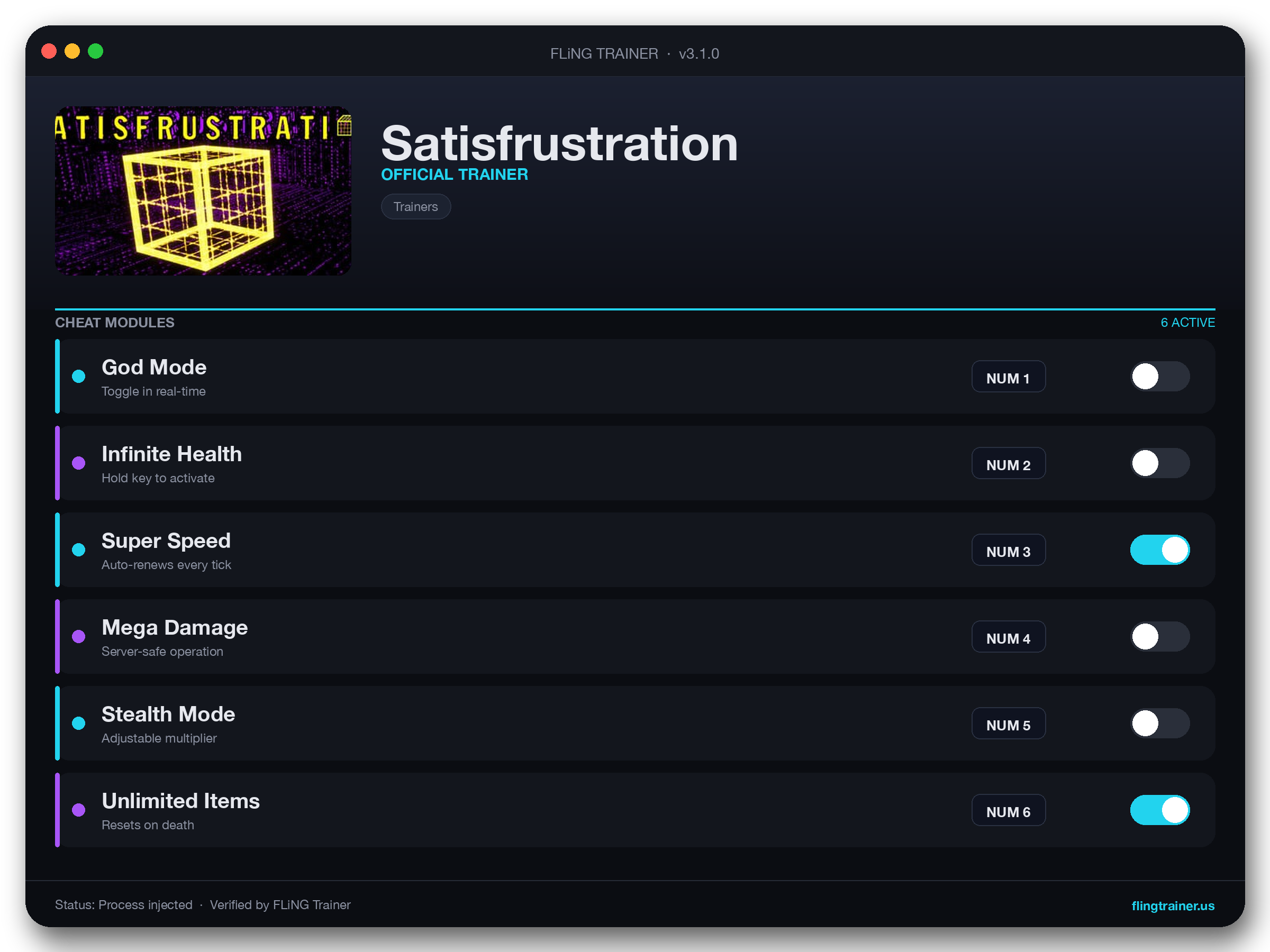 Satisfrustration Trainer interface