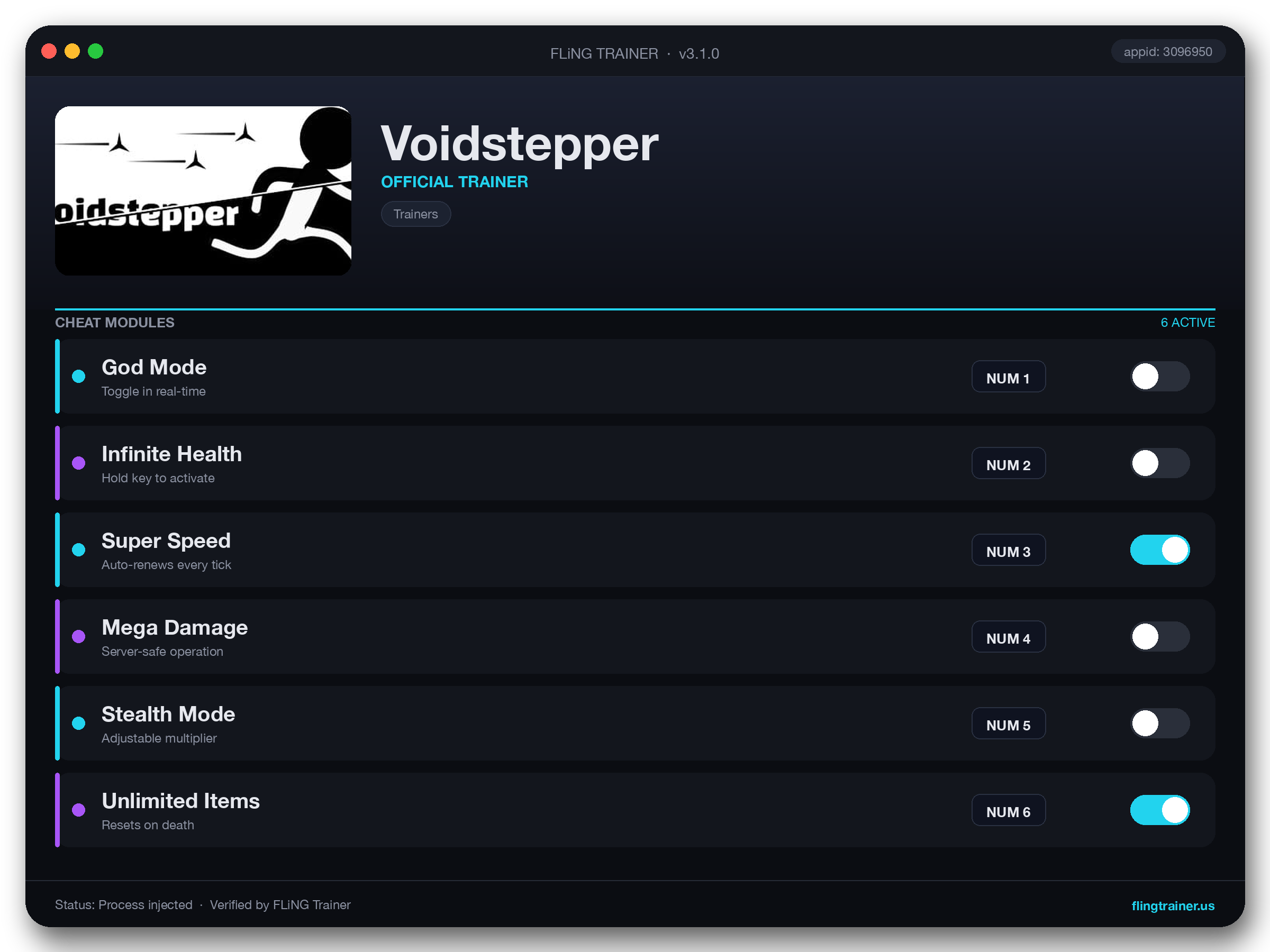 Voidstepper Trainer interface