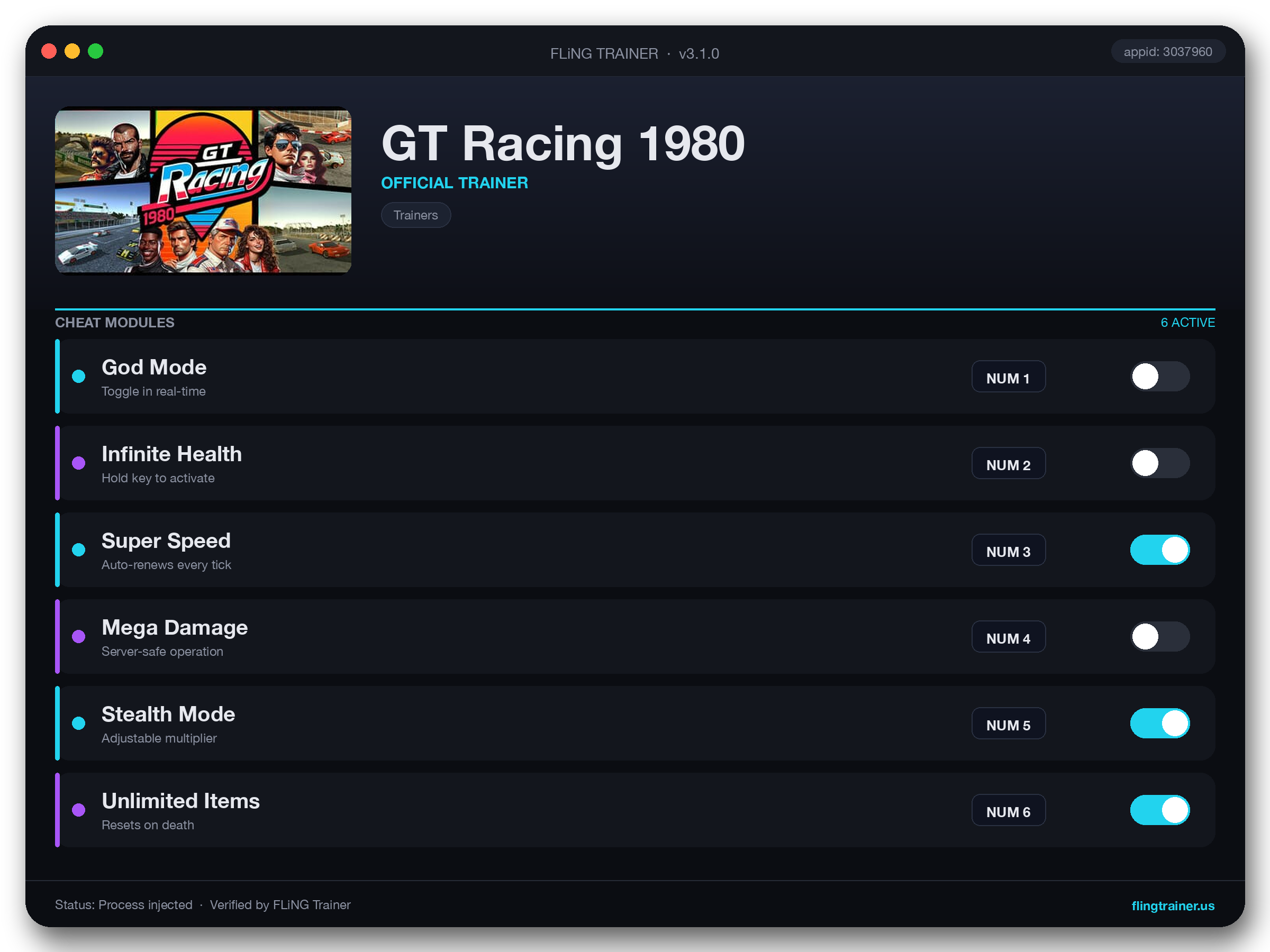 GT Racing 1980 Trainer interface