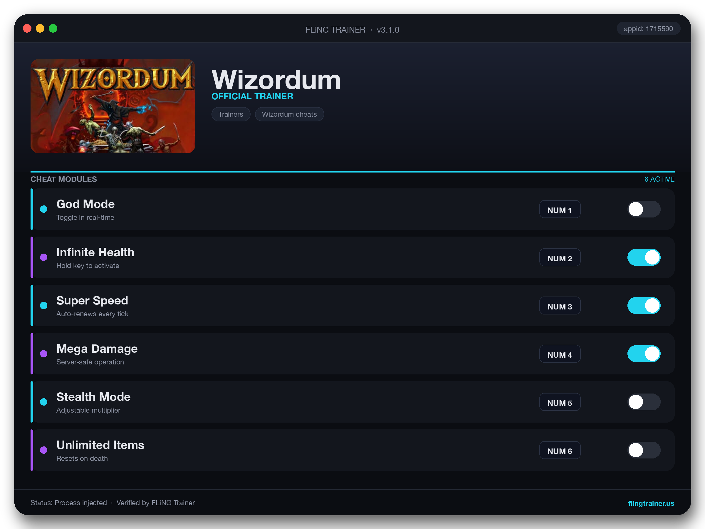 Wizordum Trainer interface