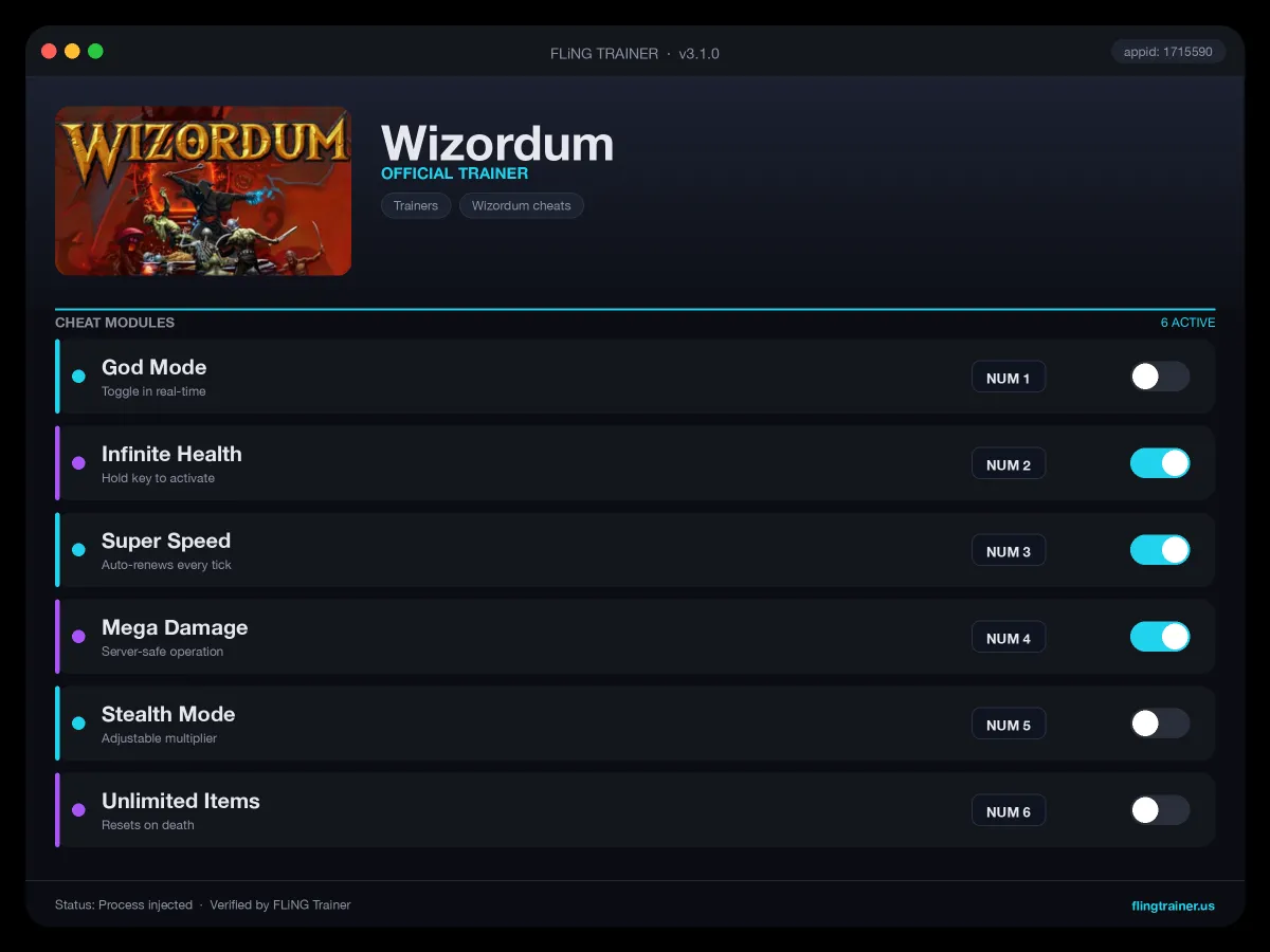 Wizordum Trainer interface