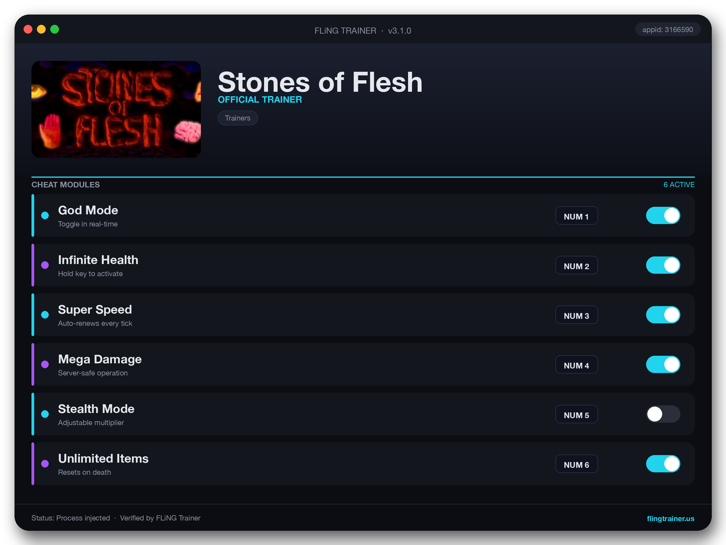 Stones of Flesh Trainer interface