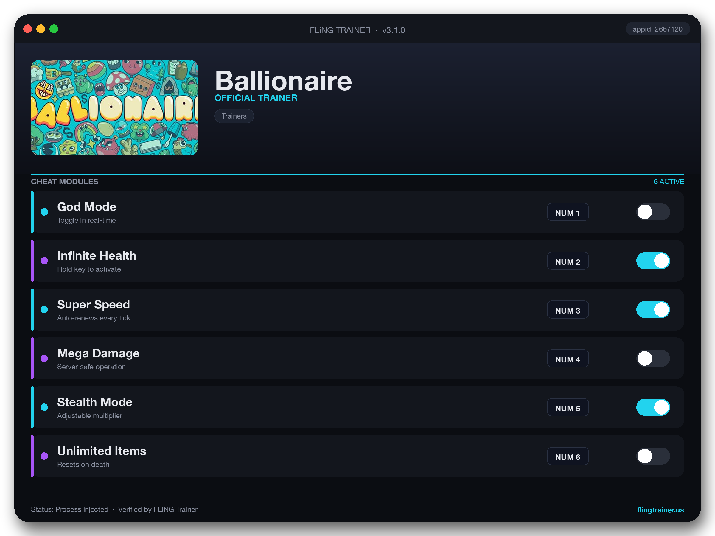 Ballionaire Trainer interface