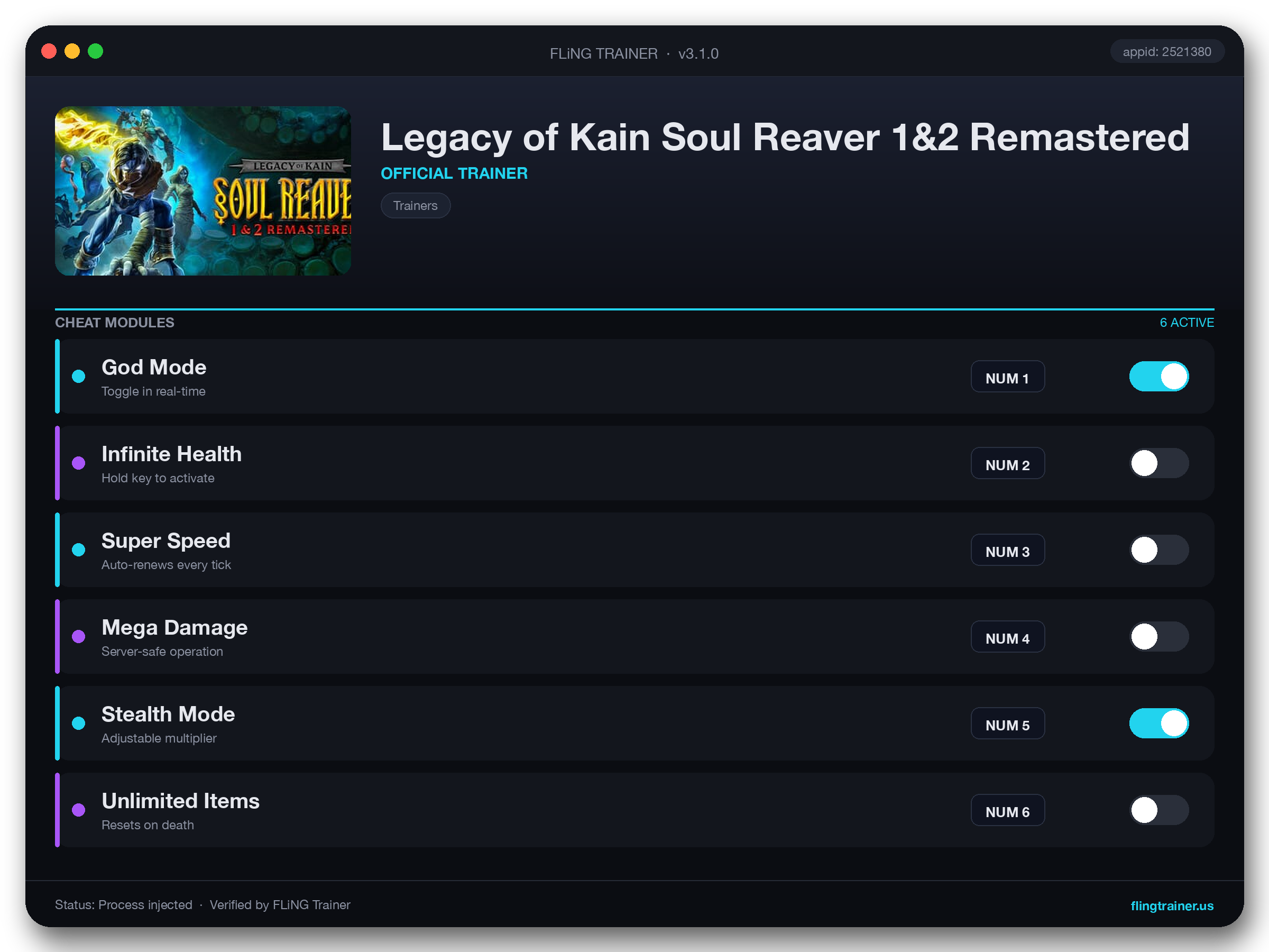 Legacy of Kain Soul Reaver 1&2 Remastered Trainer interface