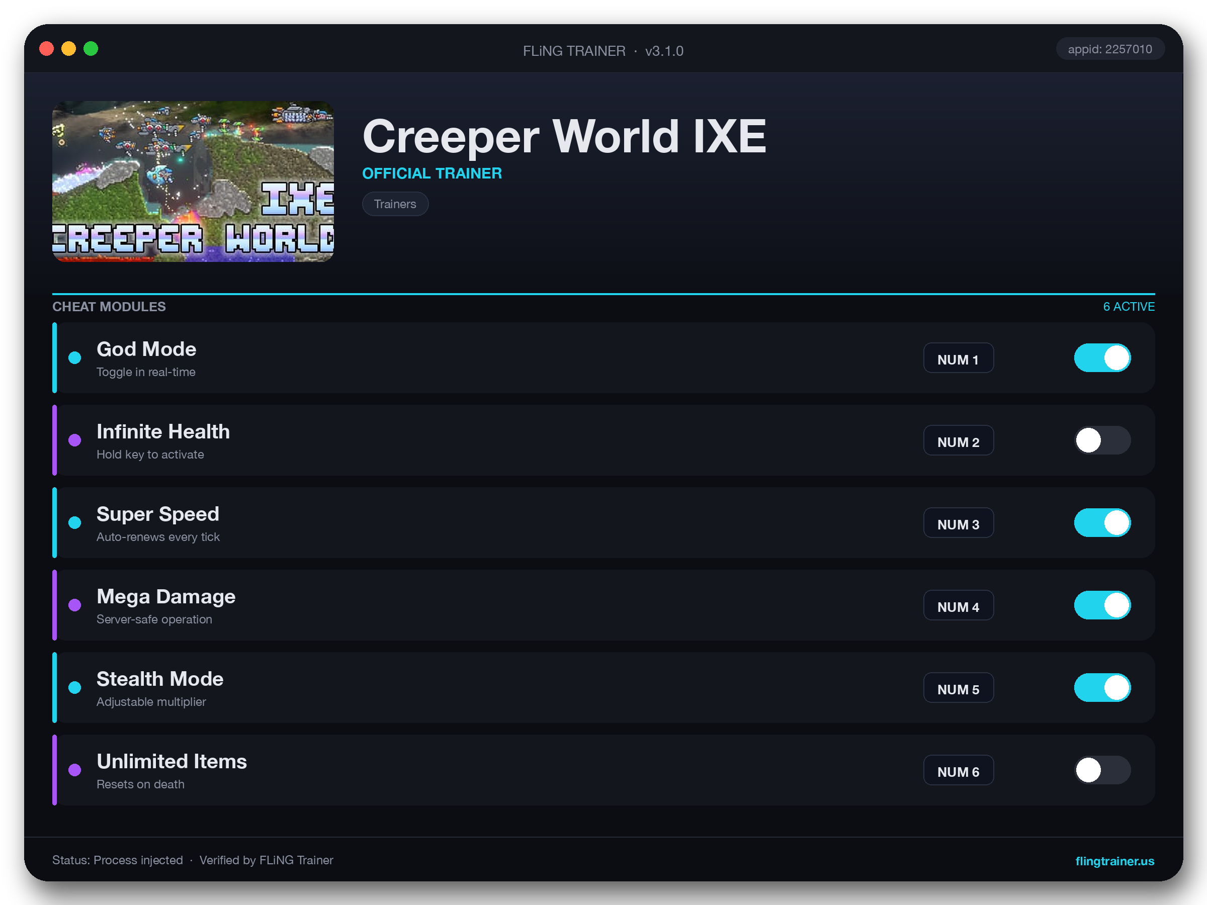 Creeper World IXE Trainer interface