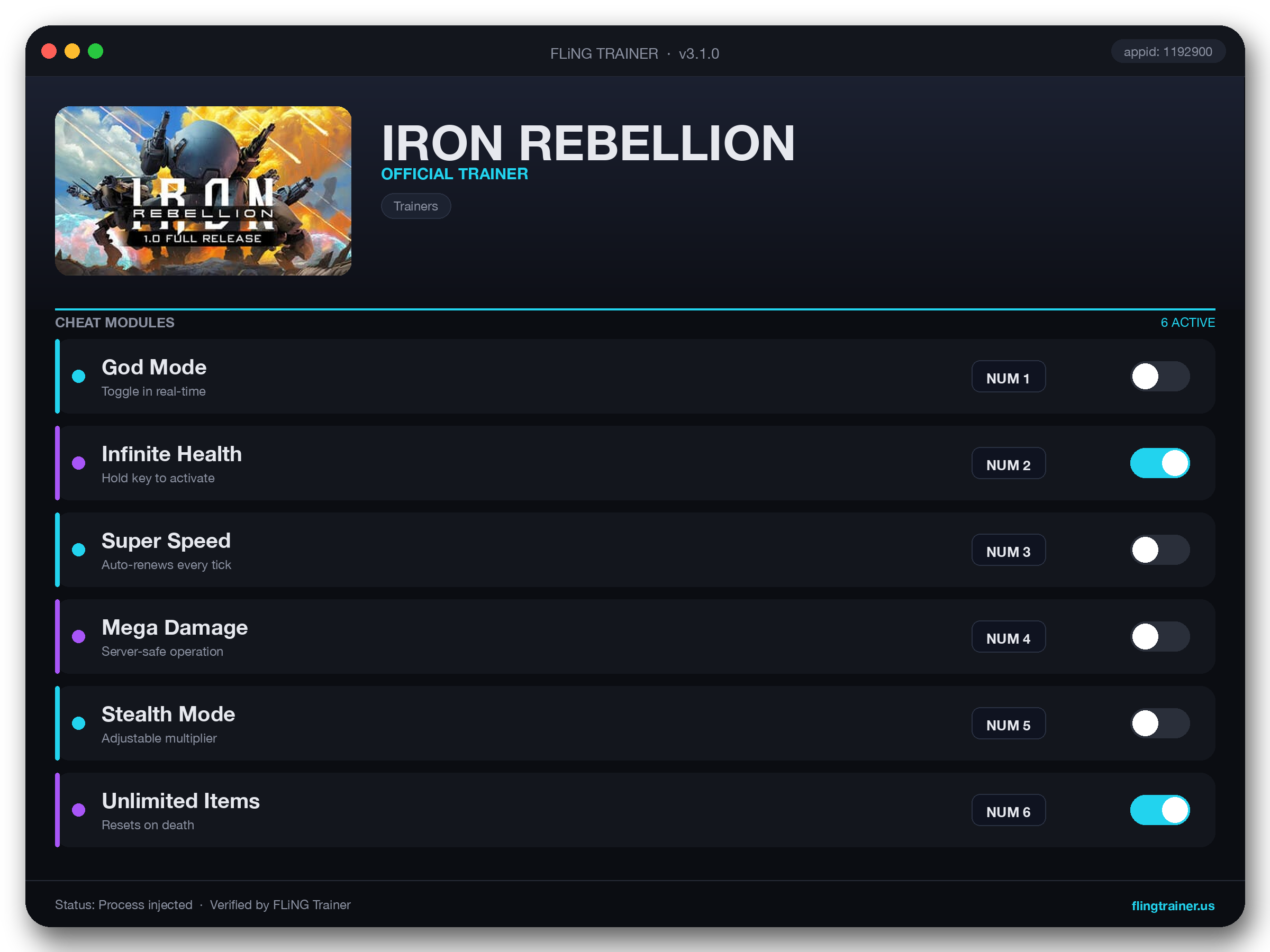 IRON REBELLION Trainer interface