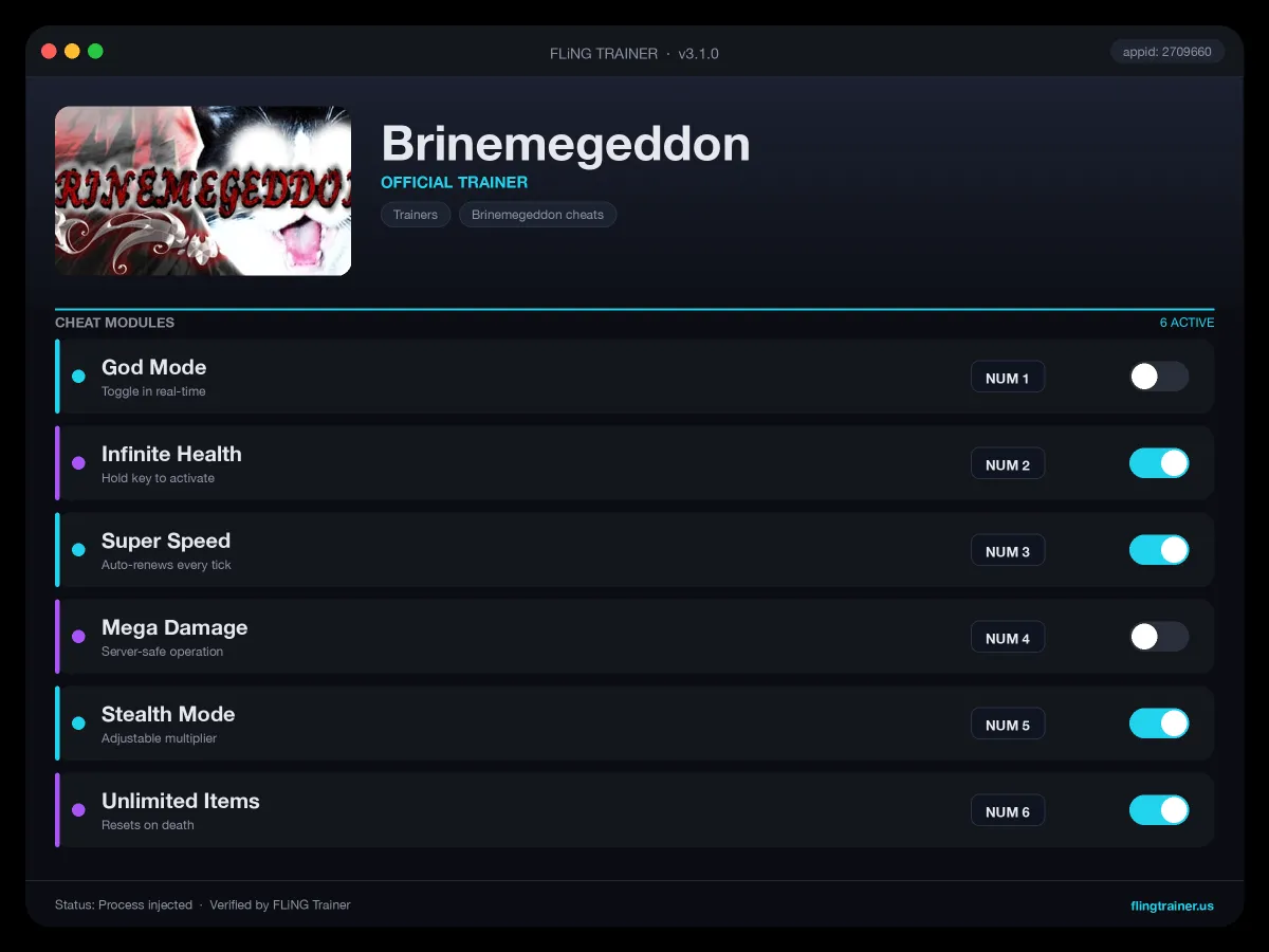 Brinemegeddon Trainer interface