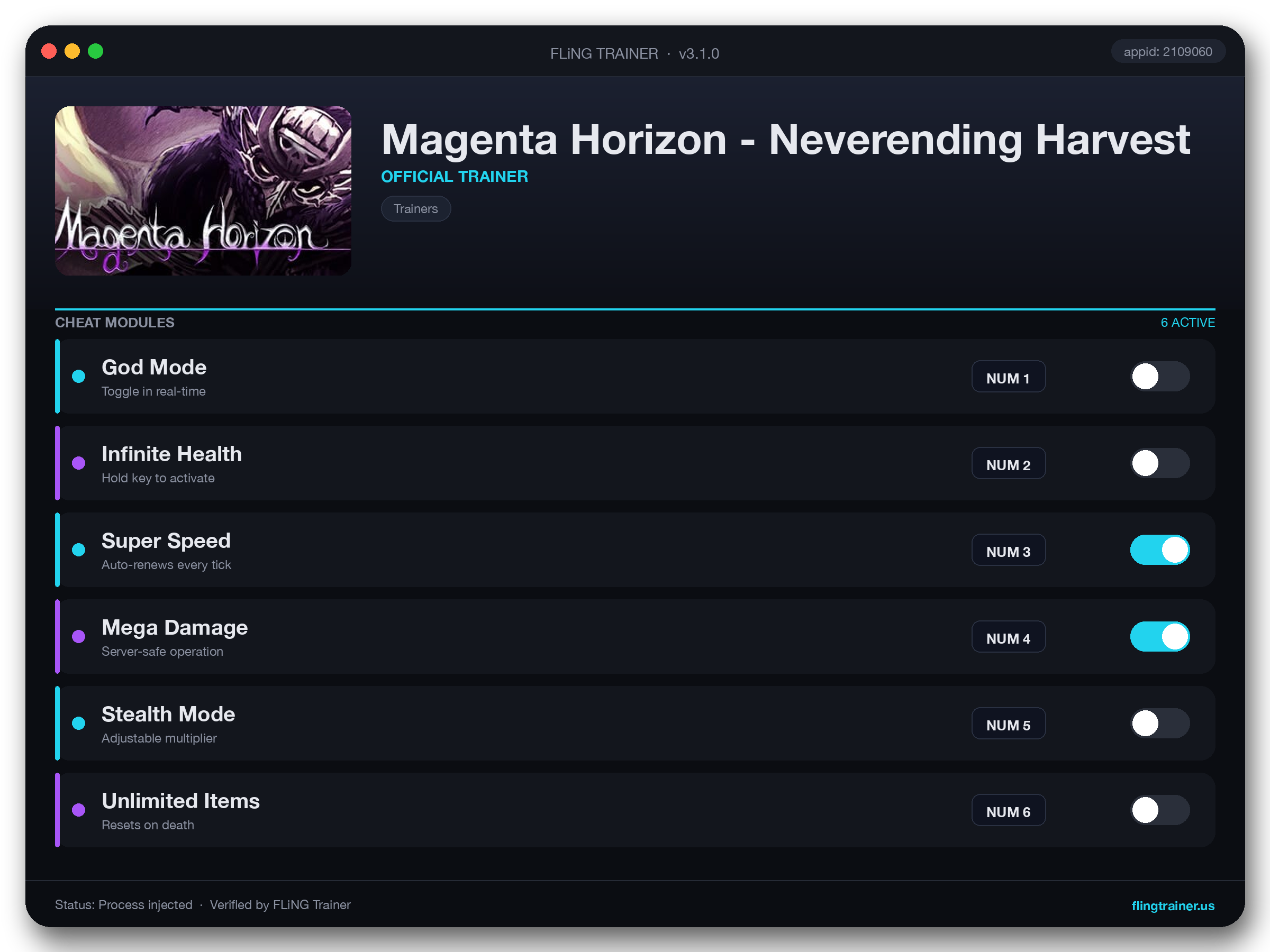 Magenta Horizon - Neverending Harvest Trainer interface