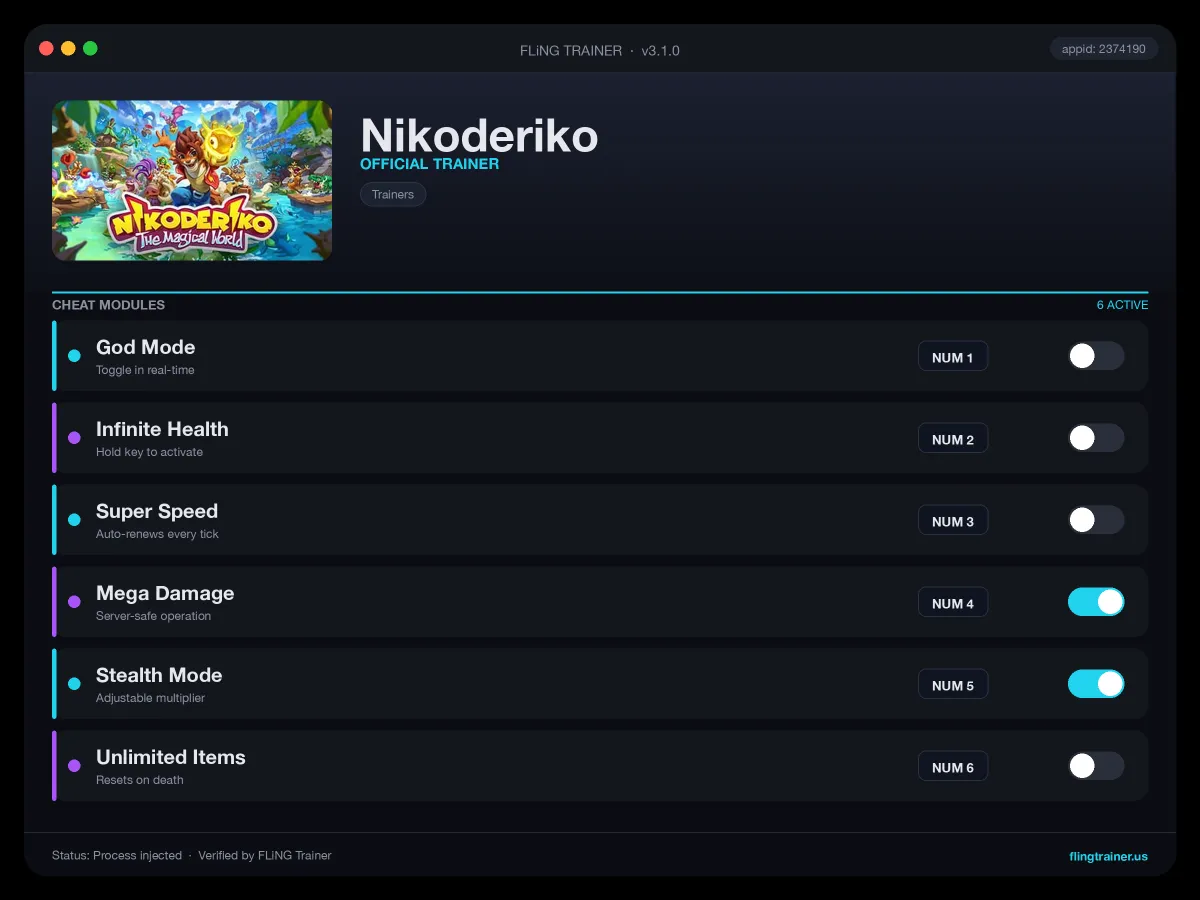 Nikoderiko Trainer interface