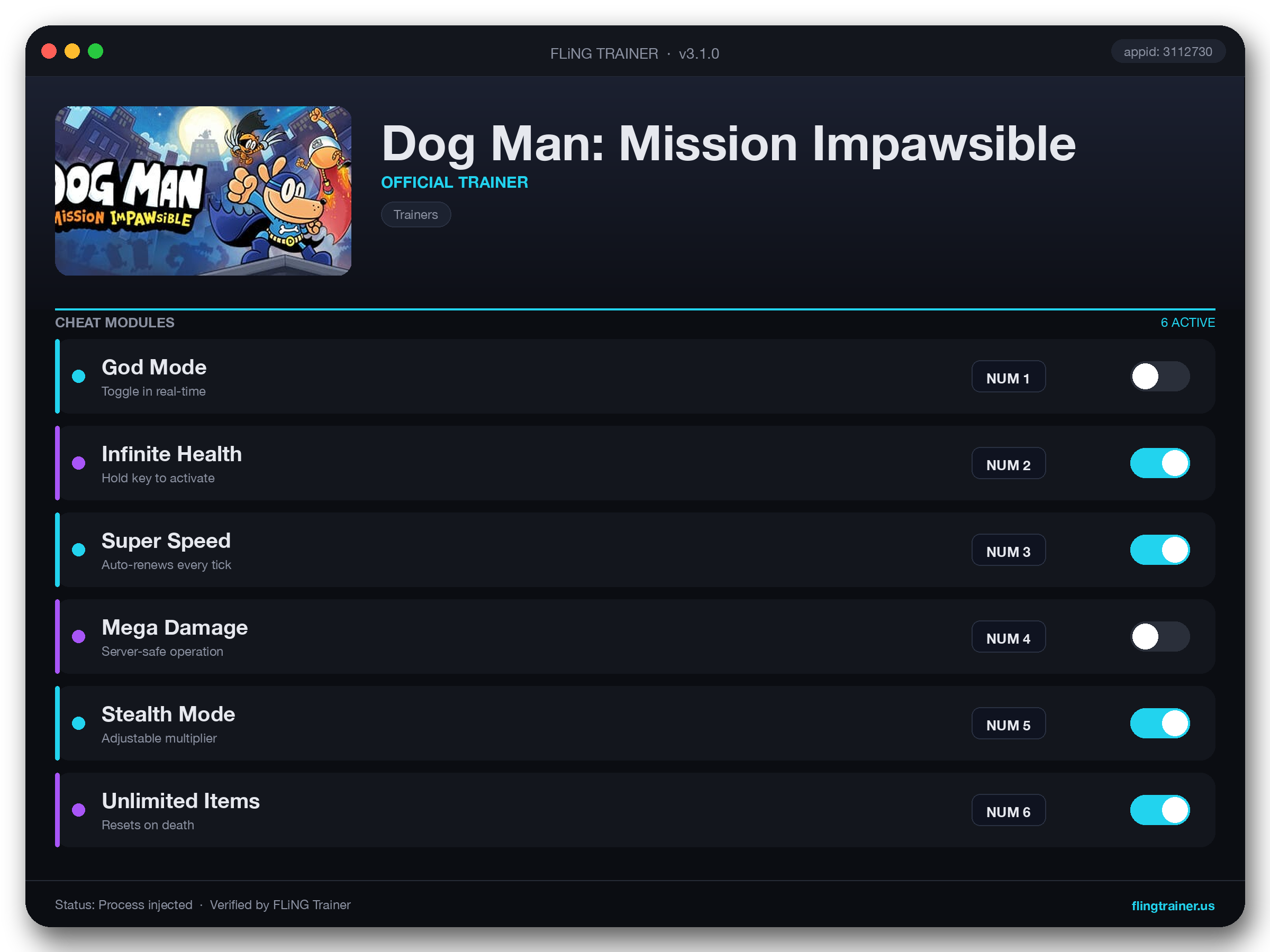 Dog Man: Mission Impawsible Trainer interface