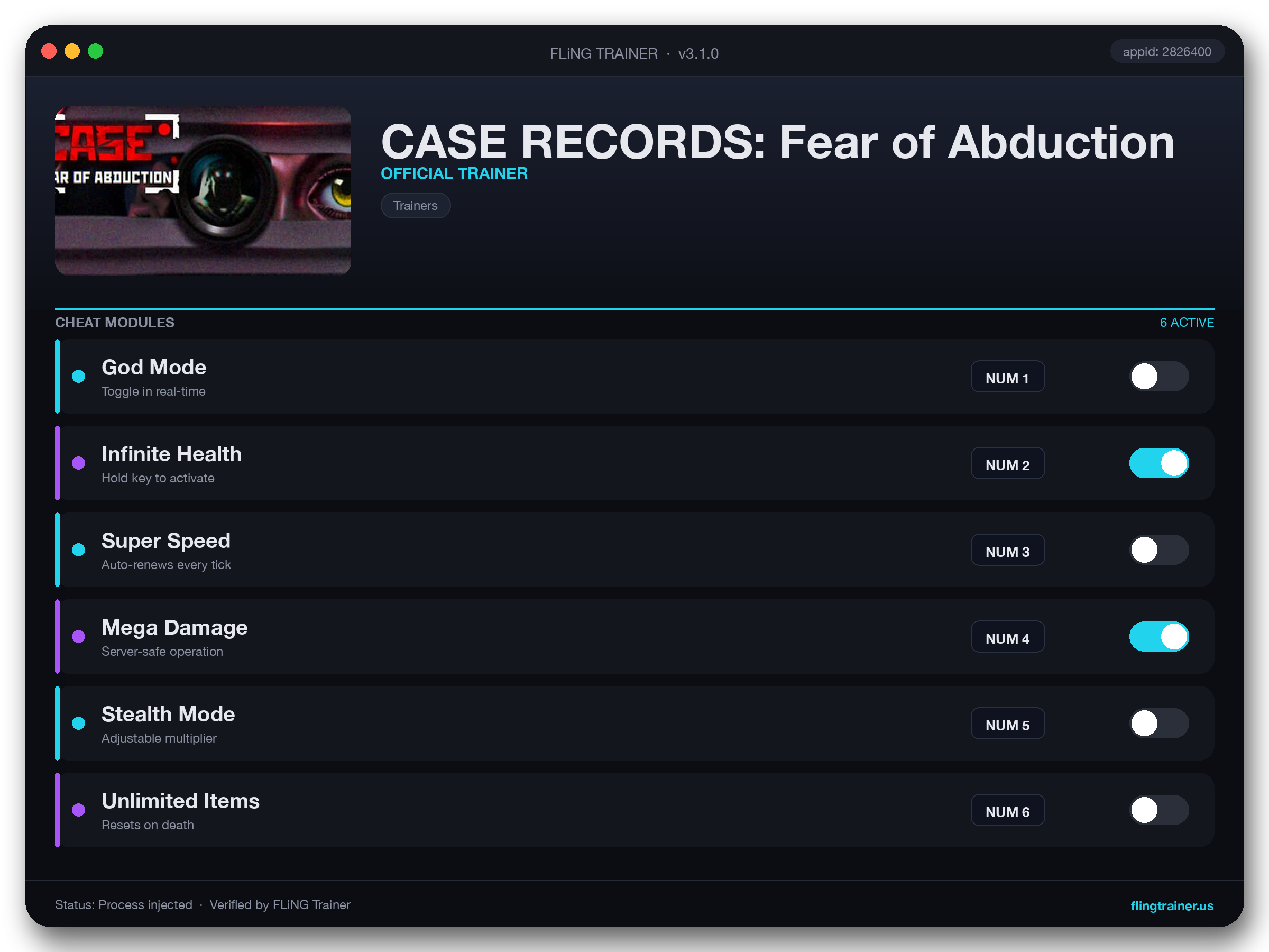 CASE RECORDS: Fear of Abduction Trainer interface