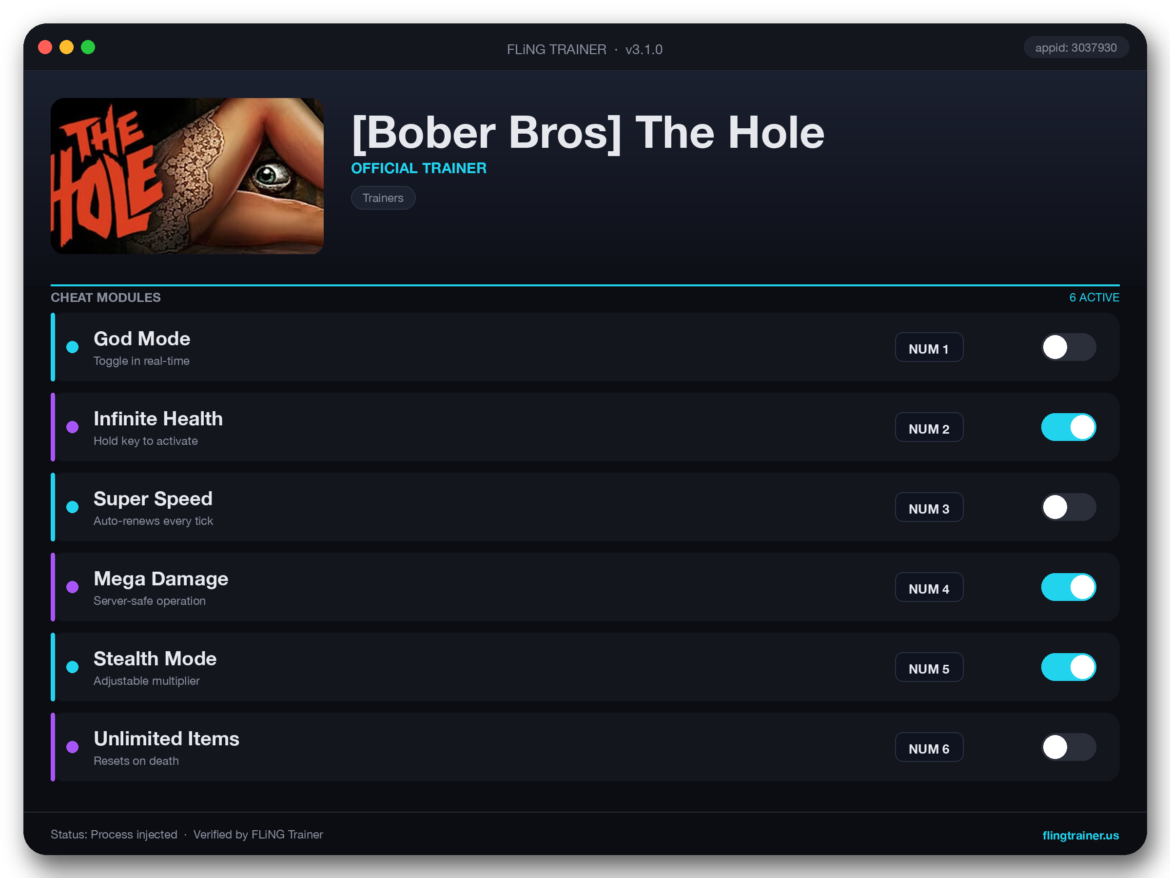 [Bober Bros] The Hole Trainer interface