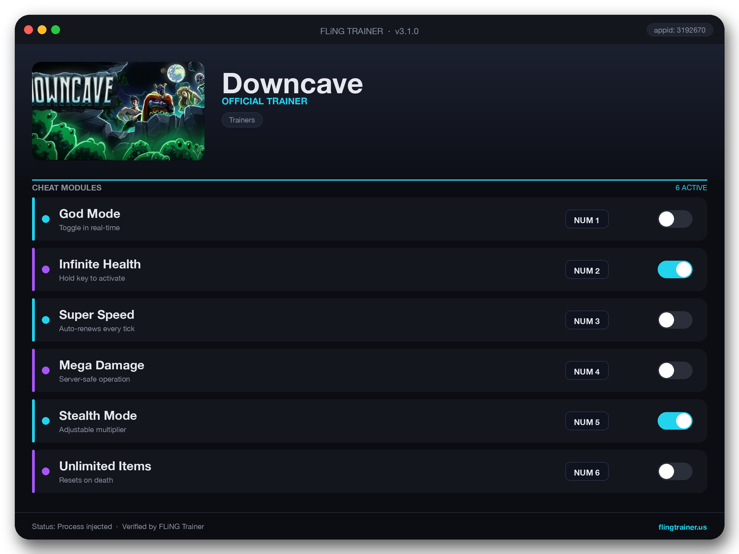 Downcave Trainer interface