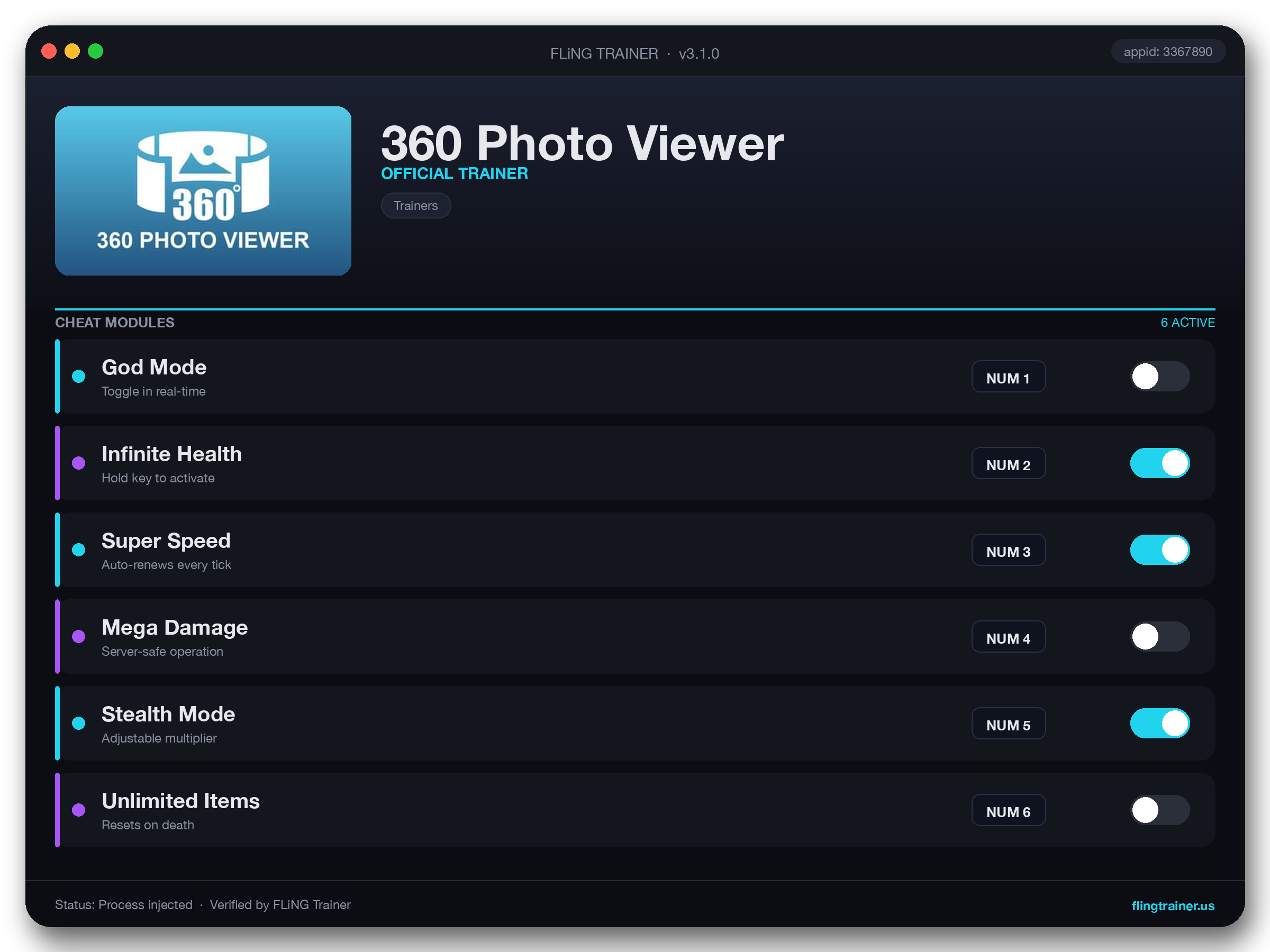360 Photo Viewer Trainer interface
