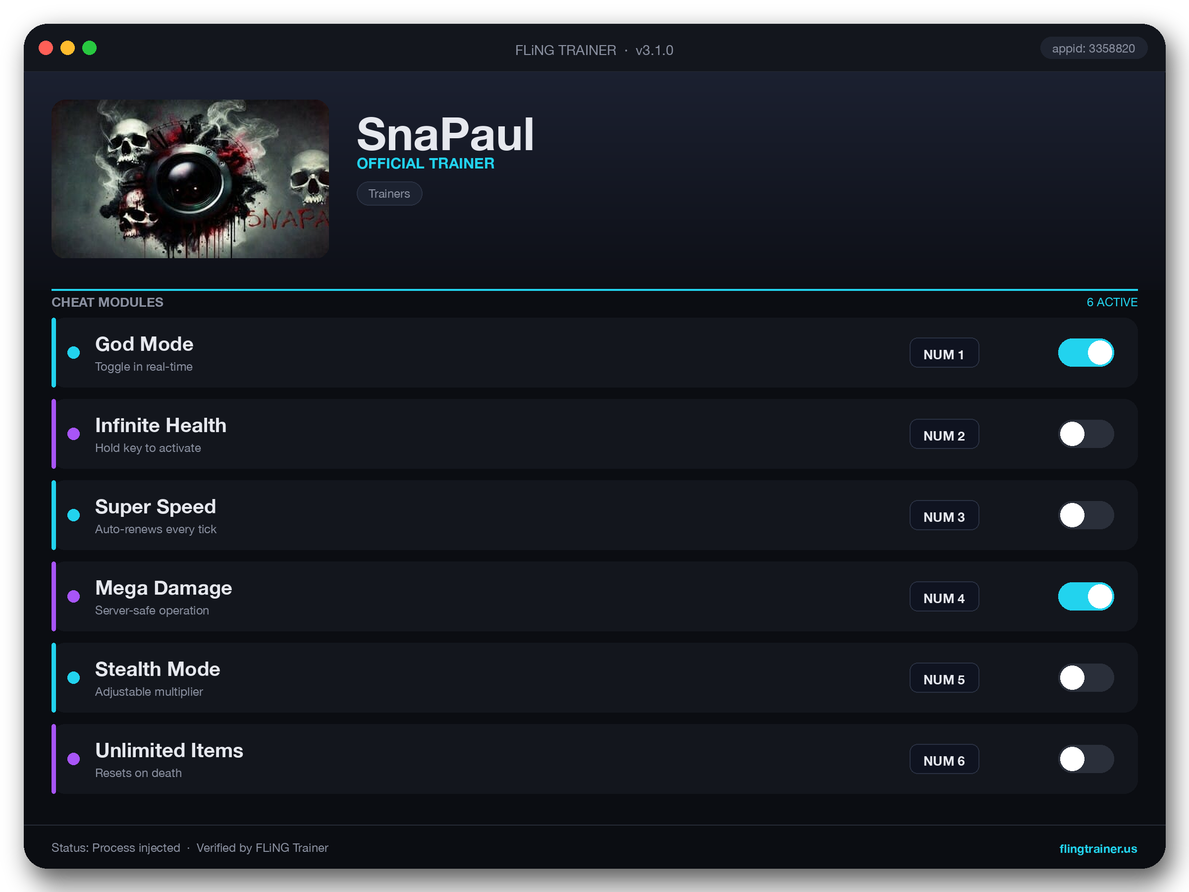 SnaPaul Trainer interface