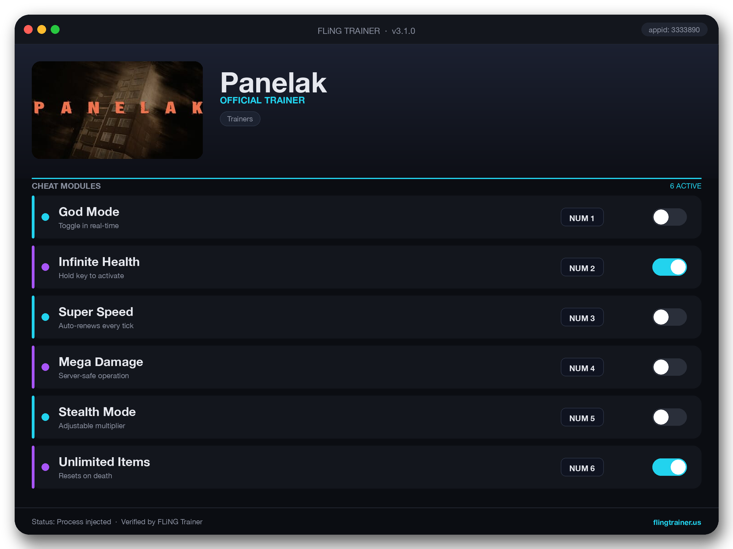 Panelak Trainer interface