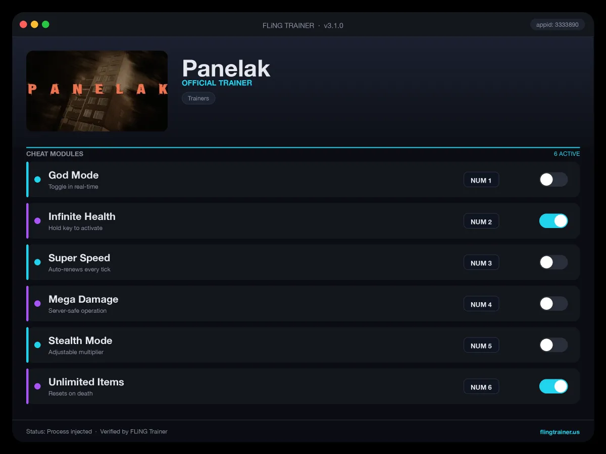 Panelak Trainer interface