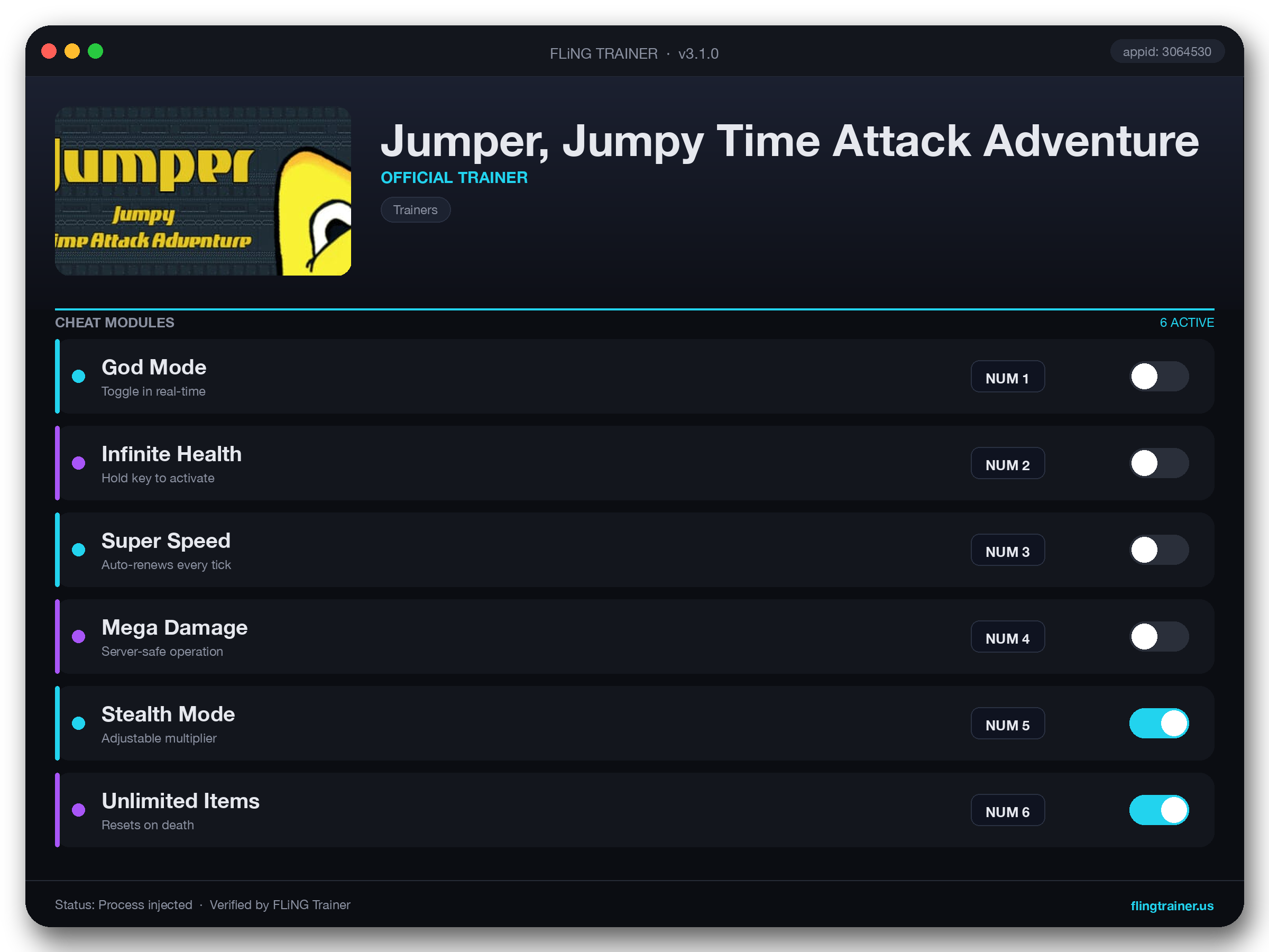 Jumper, Jumpy Time Attack Adventure Trainer interface