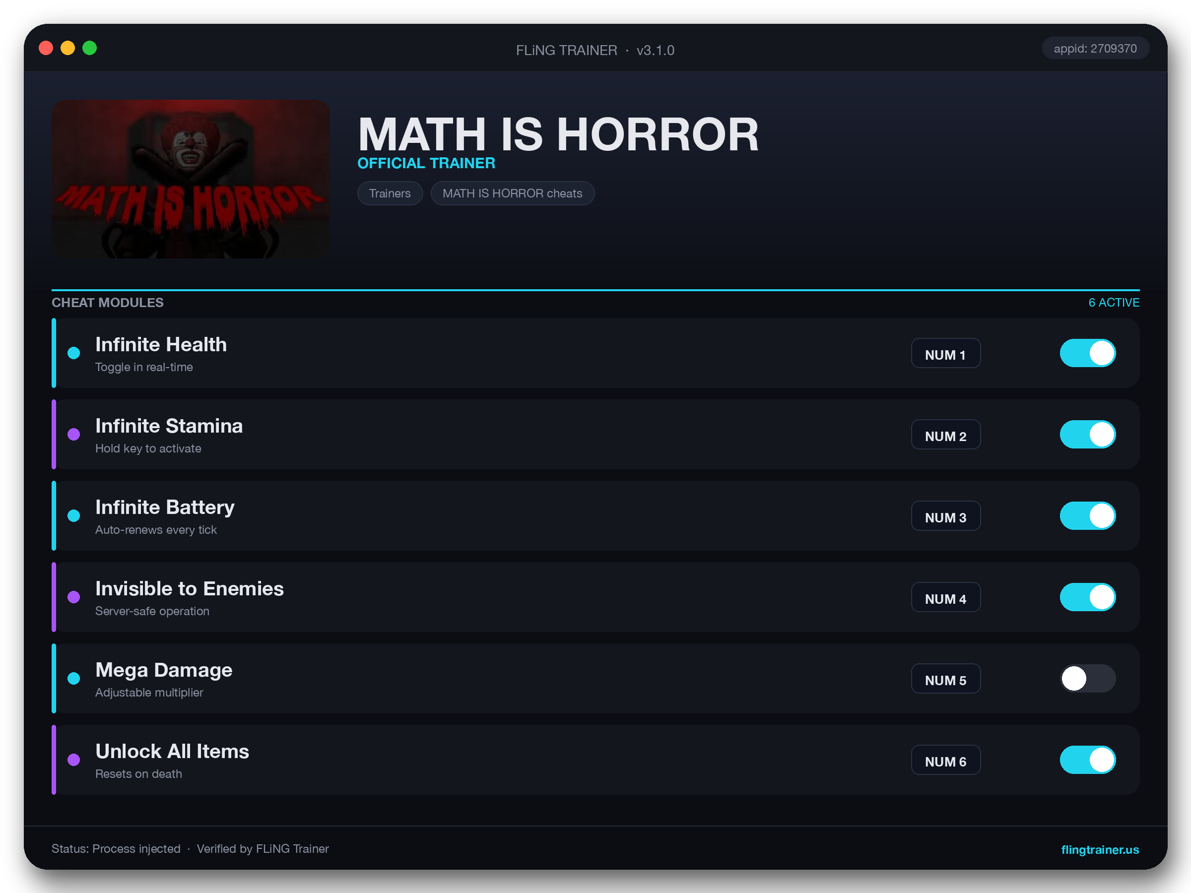 MATH IS HORROR Trainer interface