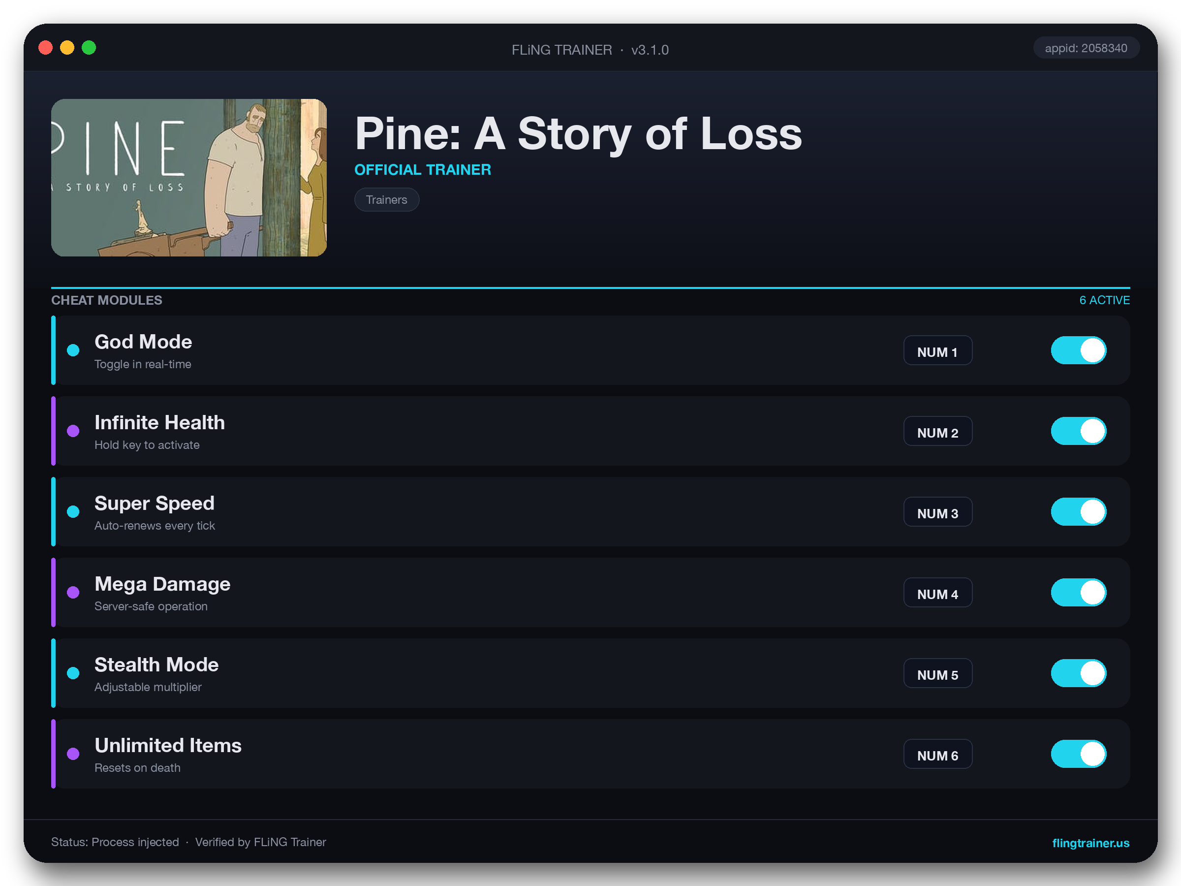 Pine: A Story of Loss Trainer interface