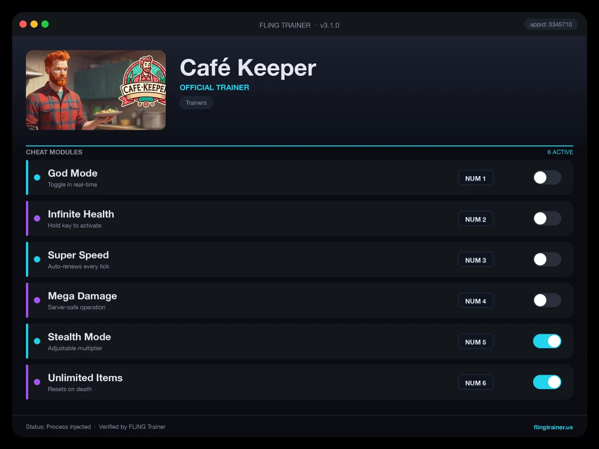 Café Keeper Trainer interface