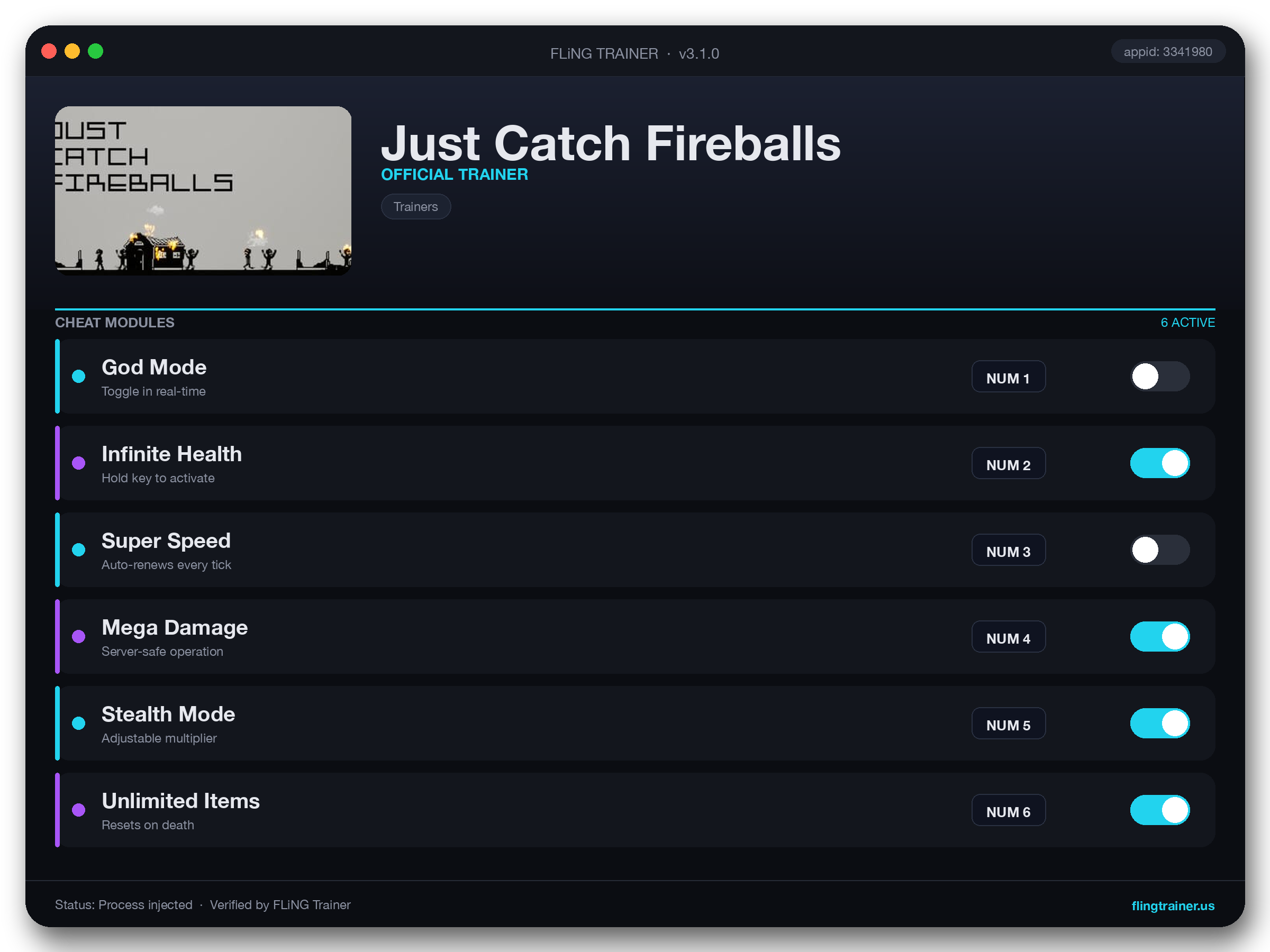 Just Catch Fireballs Trainer interface