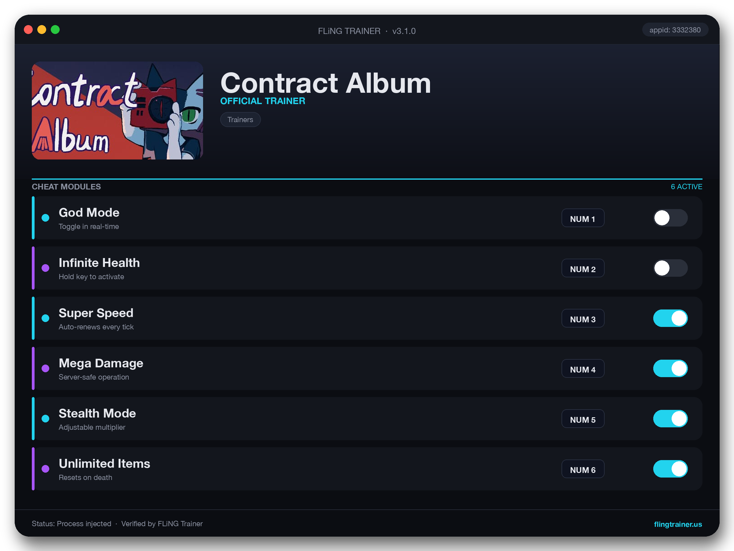 Contract Album Trainer interface